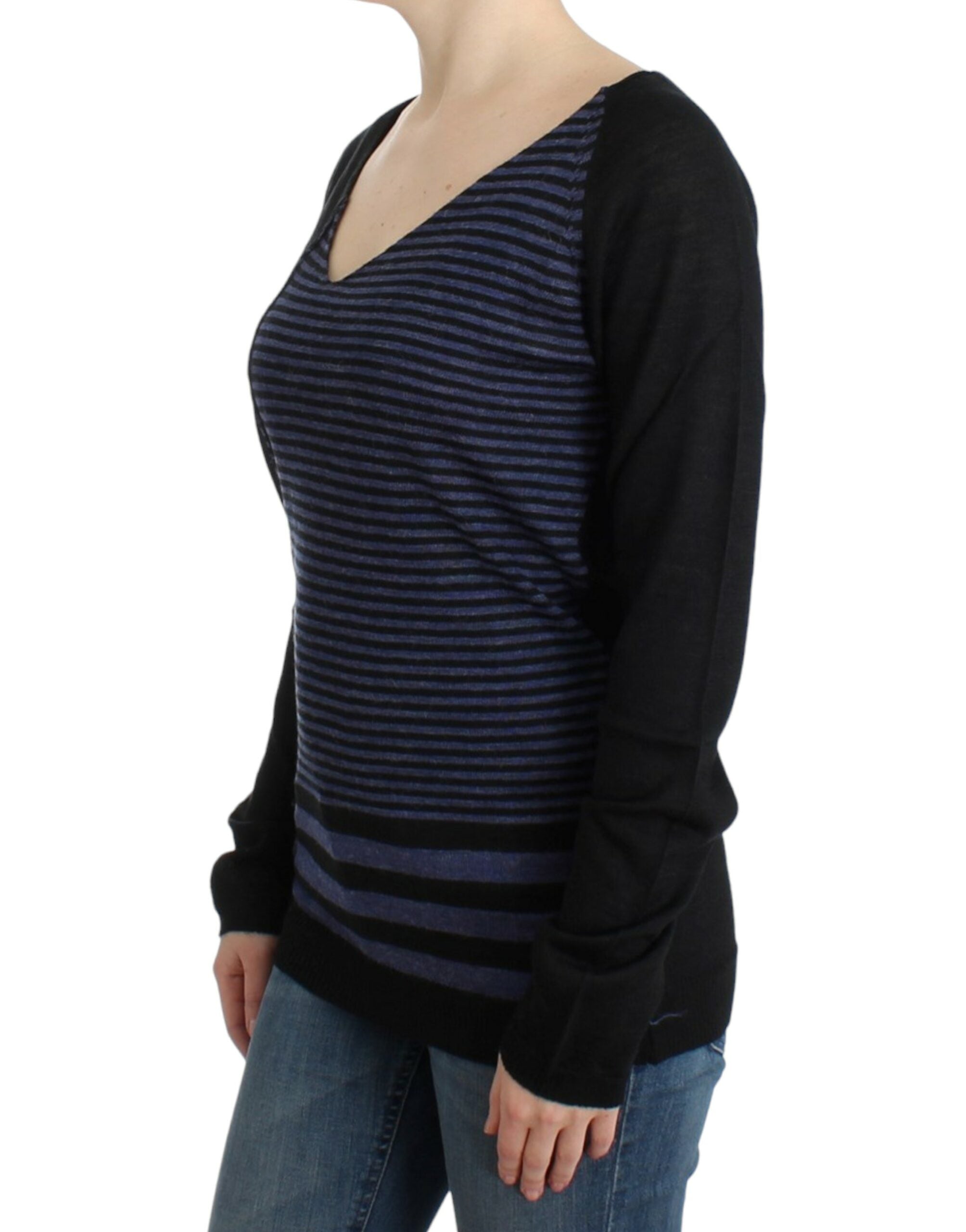 Striped V-Neck Luxury Sweater - ventzia