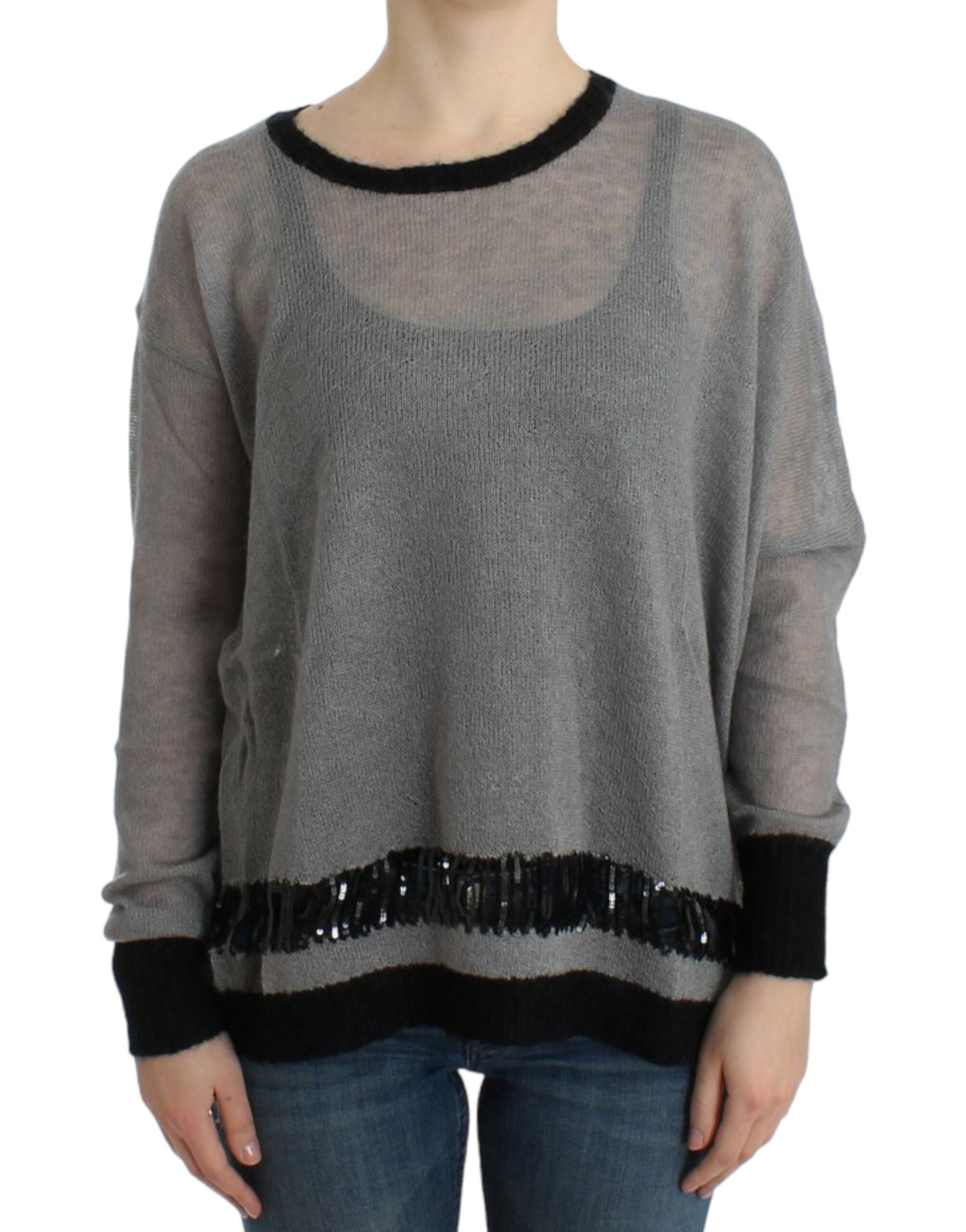 Chic Asymmetric Embellished Knit Sweater - ventzia