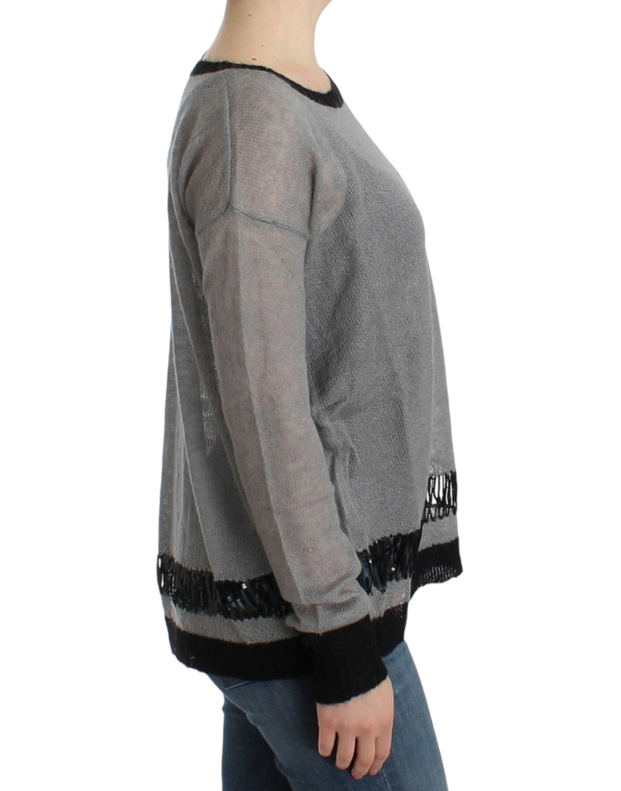 Chic Asymmetric Embellished Knit Sweater - ventzia