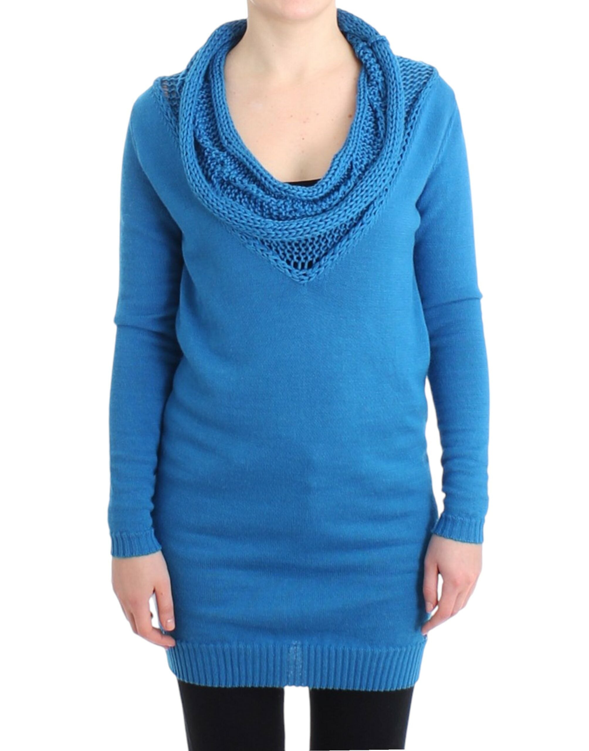 Cozy Scoop Neck Blue Knit Sweater - ventzia