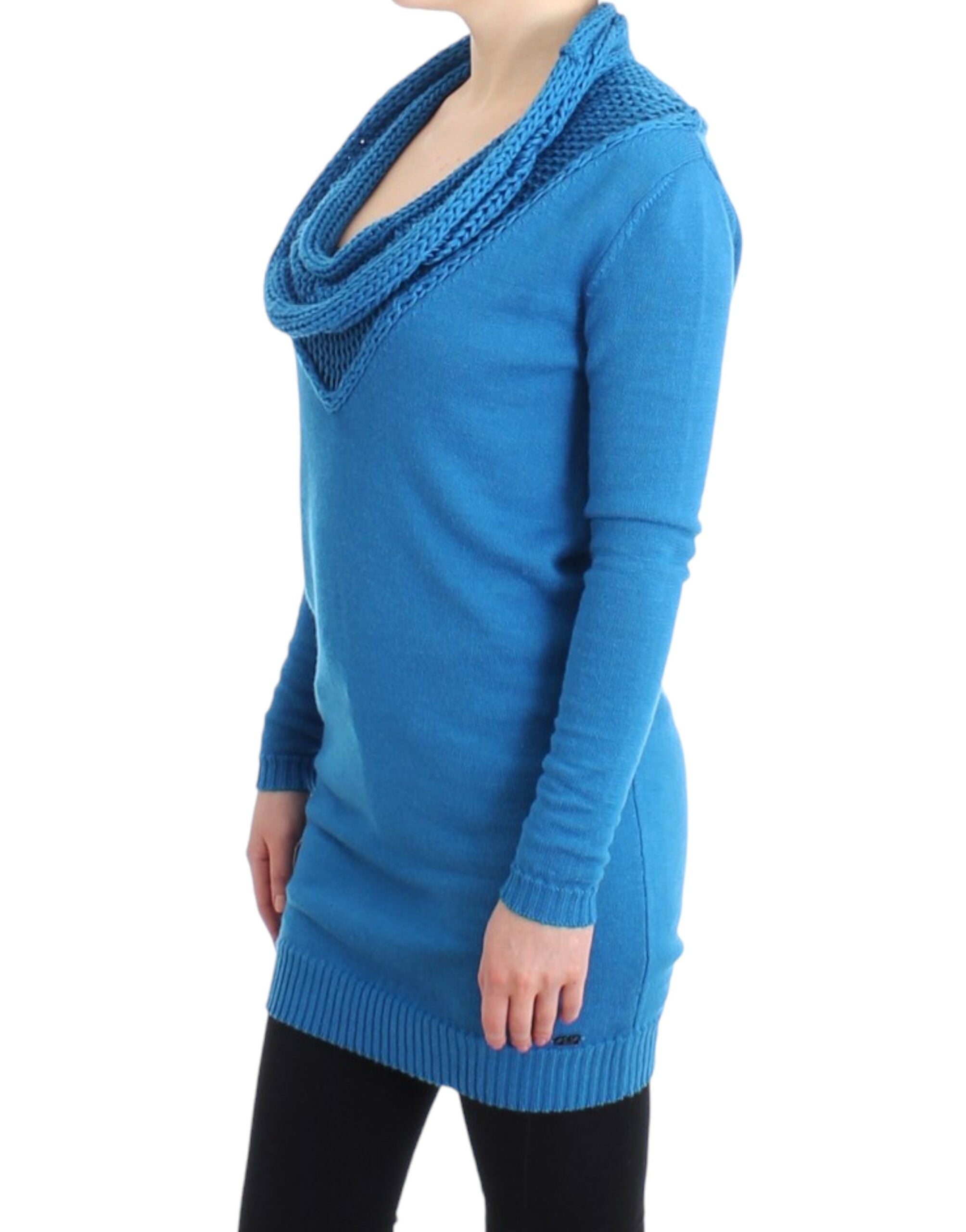 Cozy Scoop Neck Blue Knit Sweater - ventzia