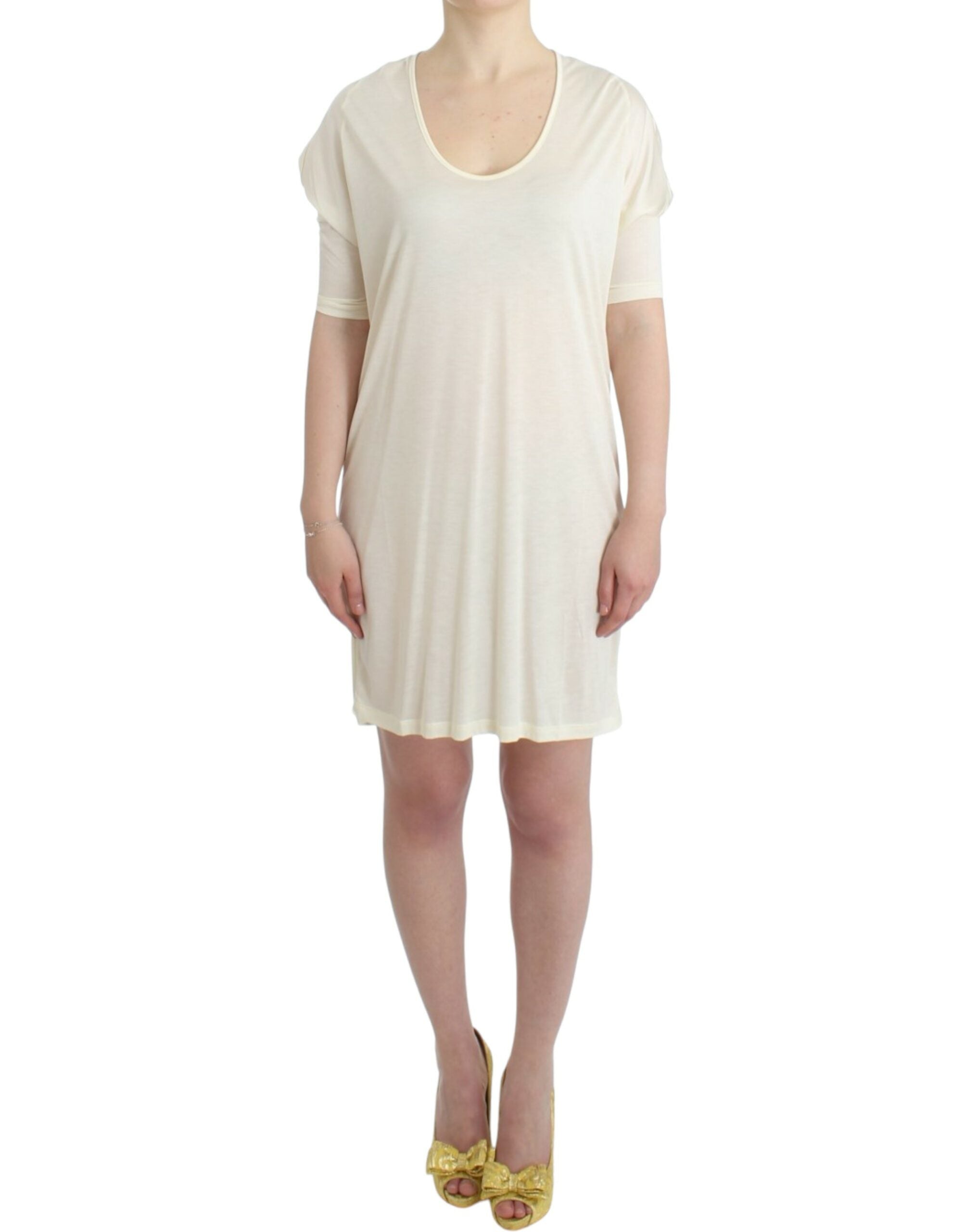 Chic White Modal Above-Knee Dress - ventzia