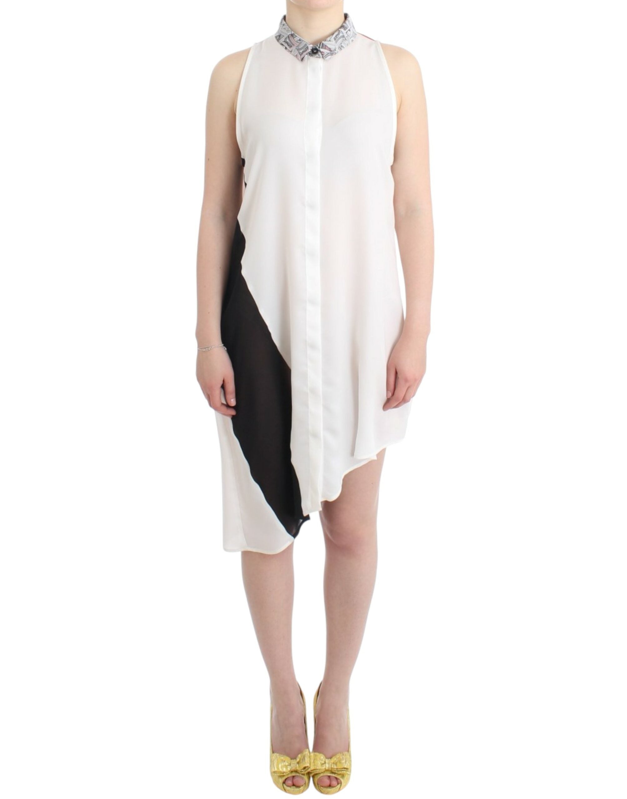 Asymmetric Hem Button-Up Shirt Dress - ventzia