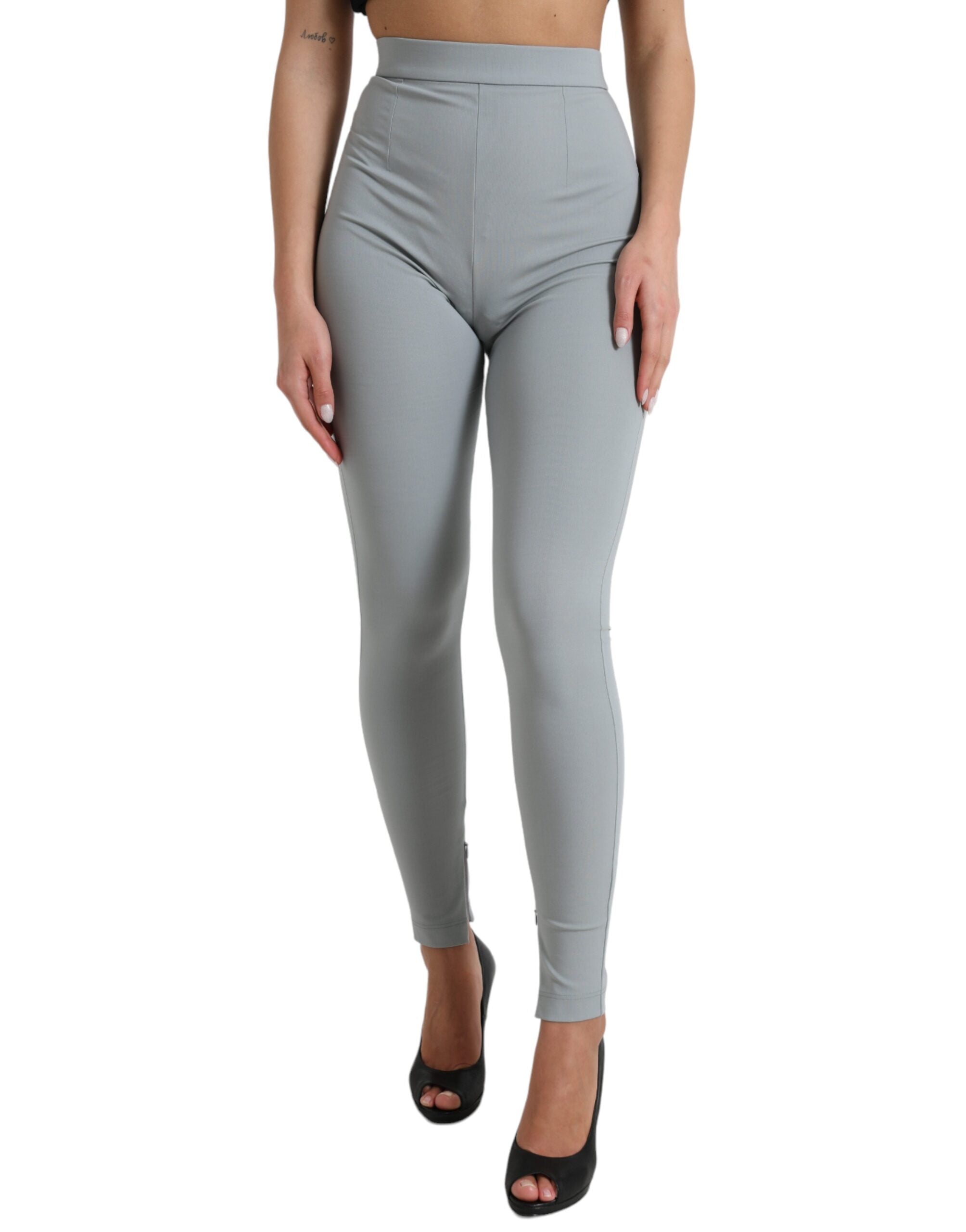 Gray Nylon Slim Trouser Pants - ventzia