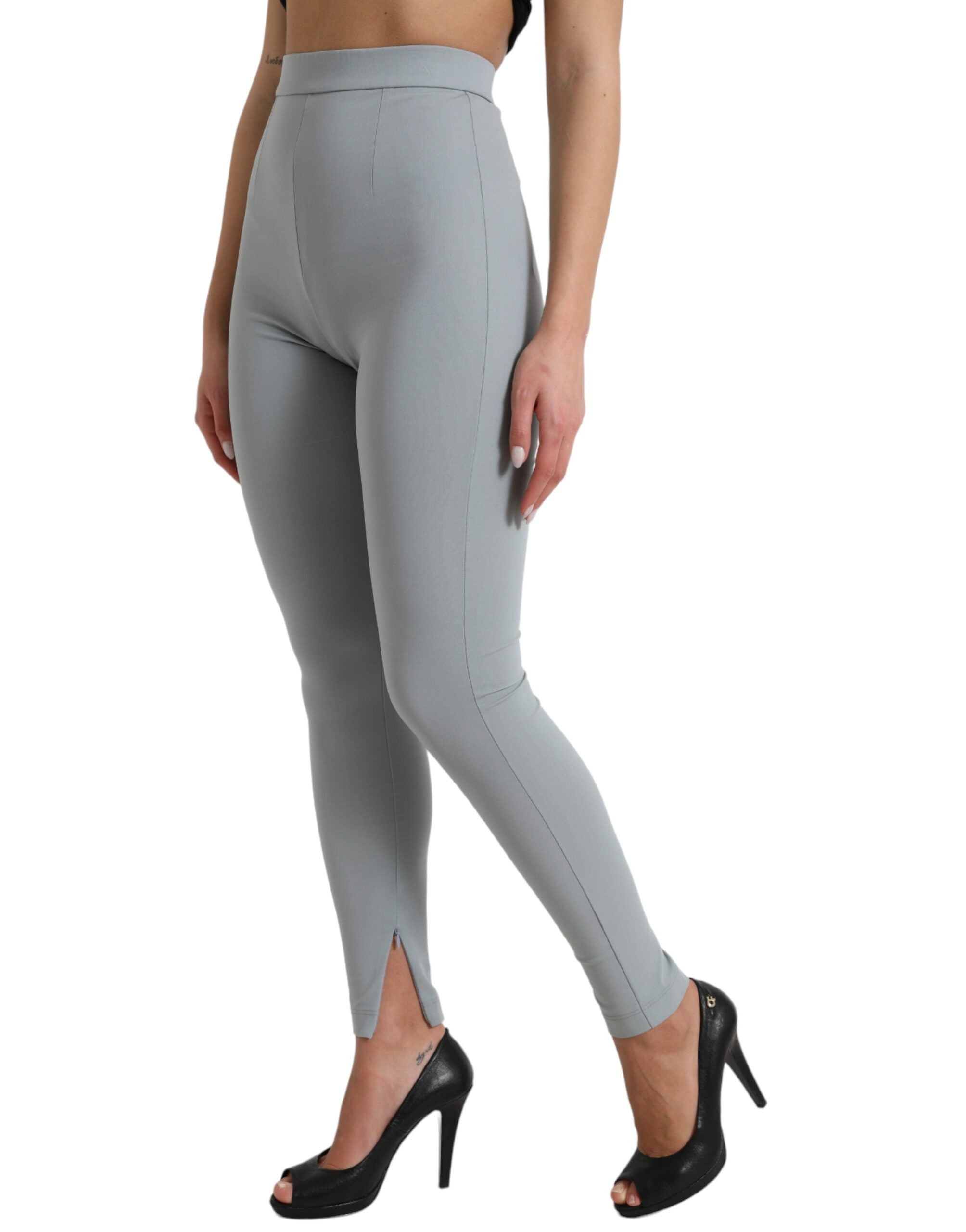 Gray Nylon Slim Trouser Pants - ventzia