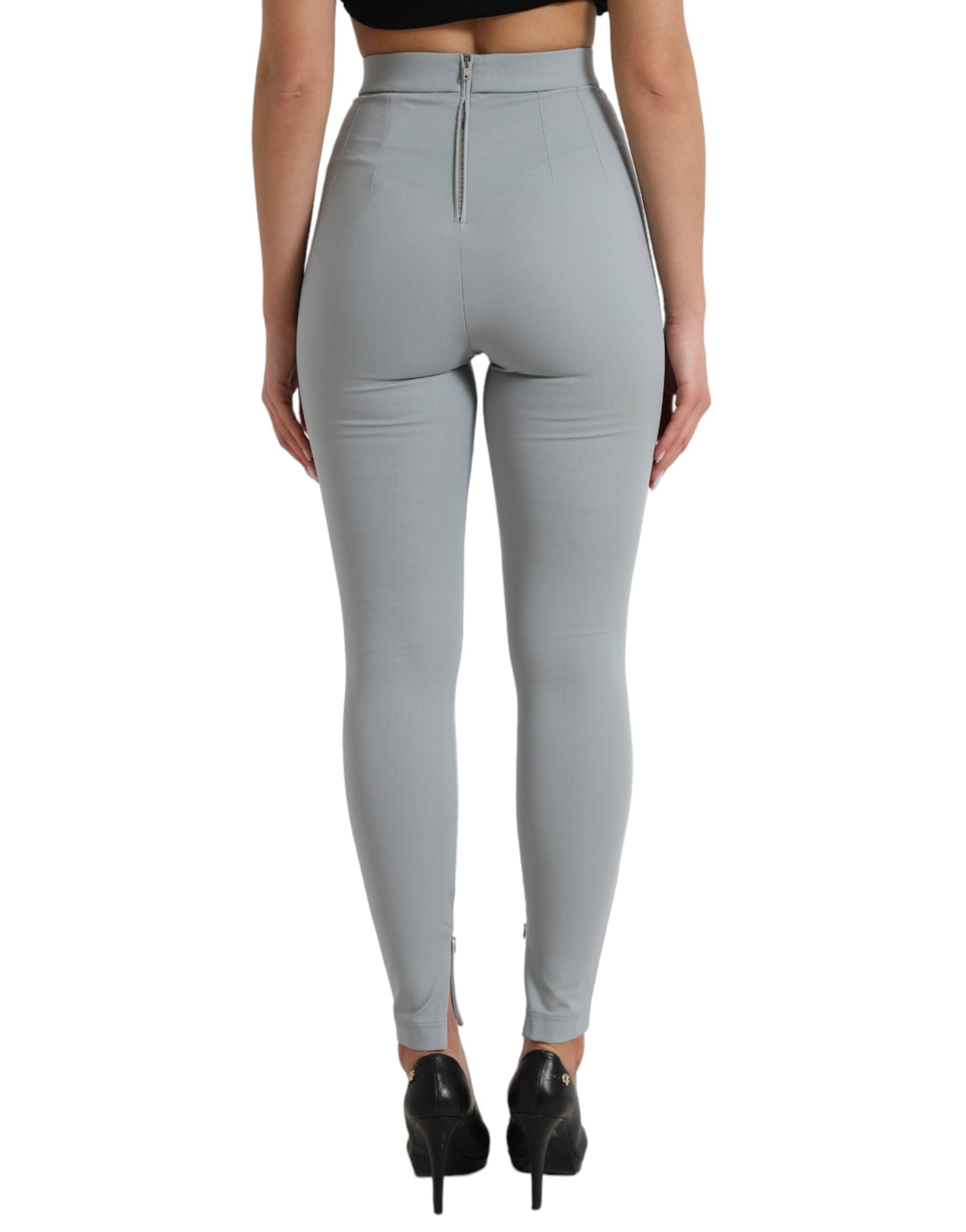 Gray Nylon Slim Trouser Pants - ventzia