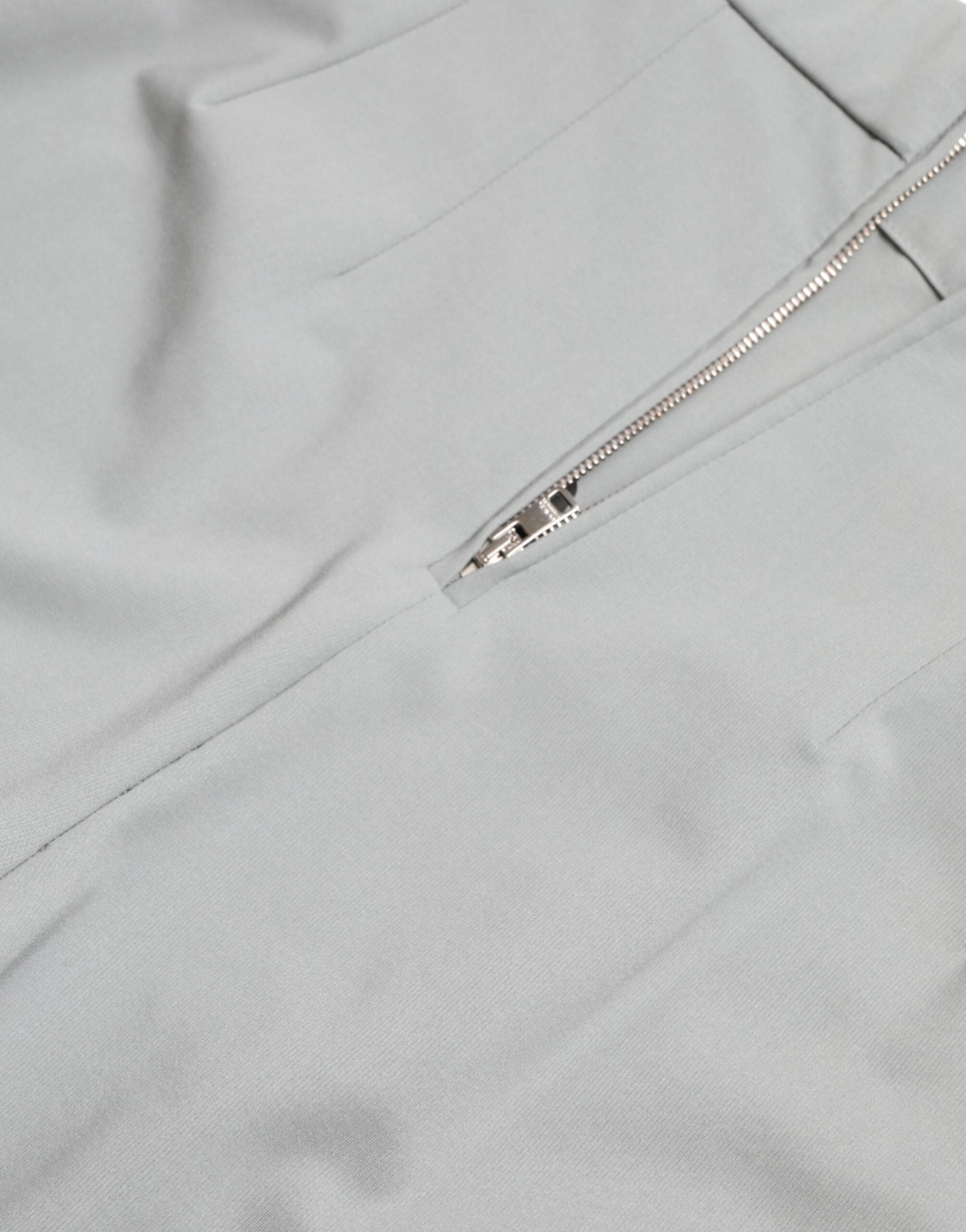 Gray Nylon Slim Trouser Pants - ventzia