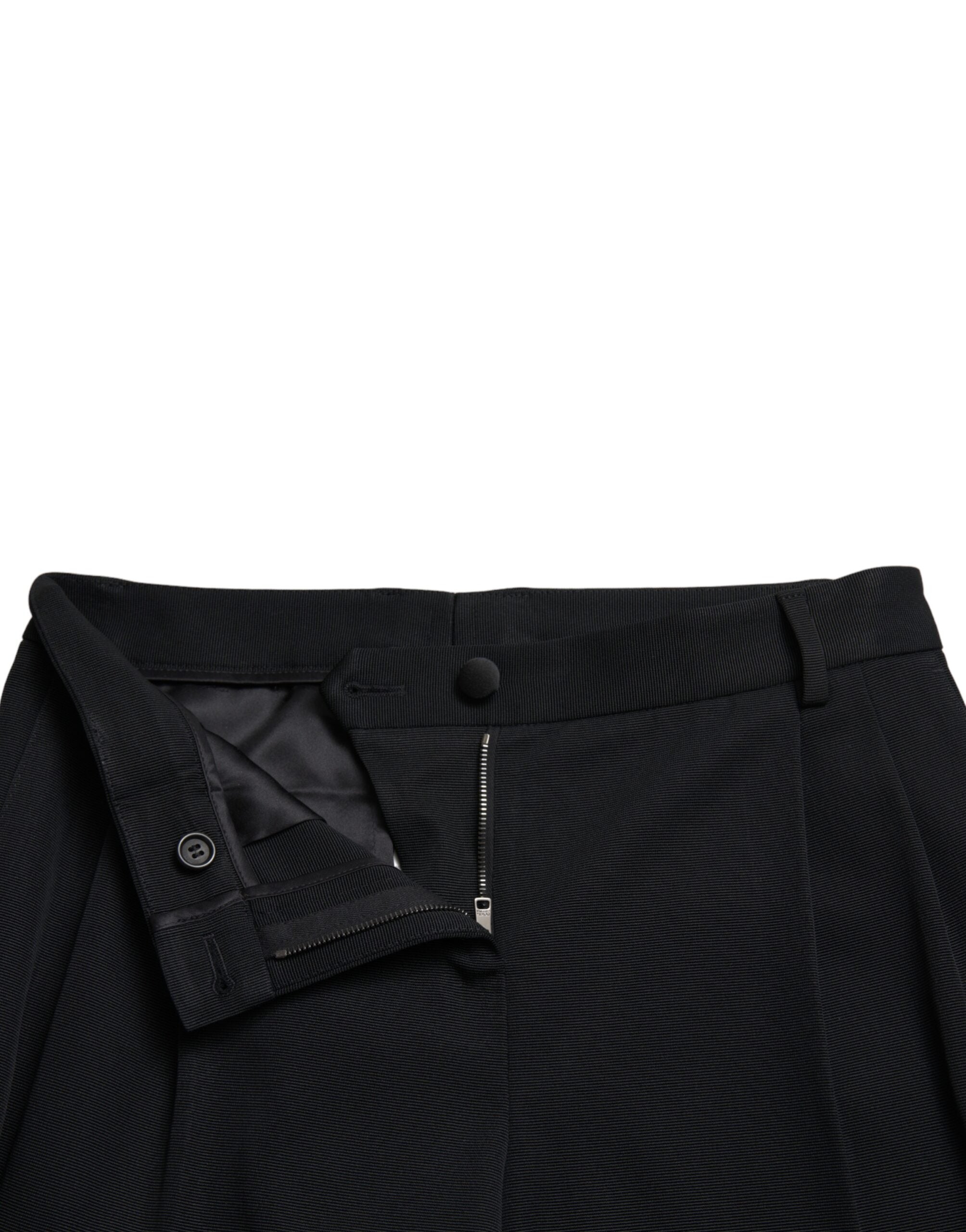 Black Mid Waist Skinny Cropped Pants - ventzia