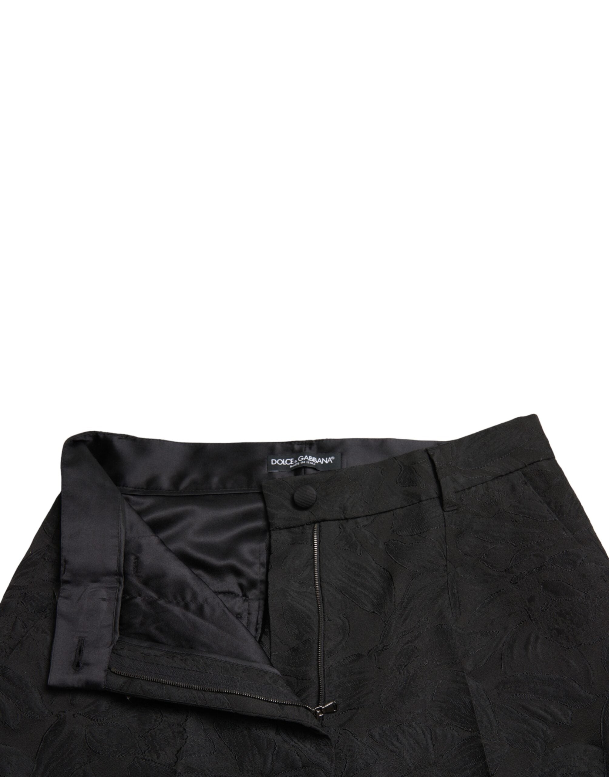 Black Polyester High Waist Tapered Pants - ventzia