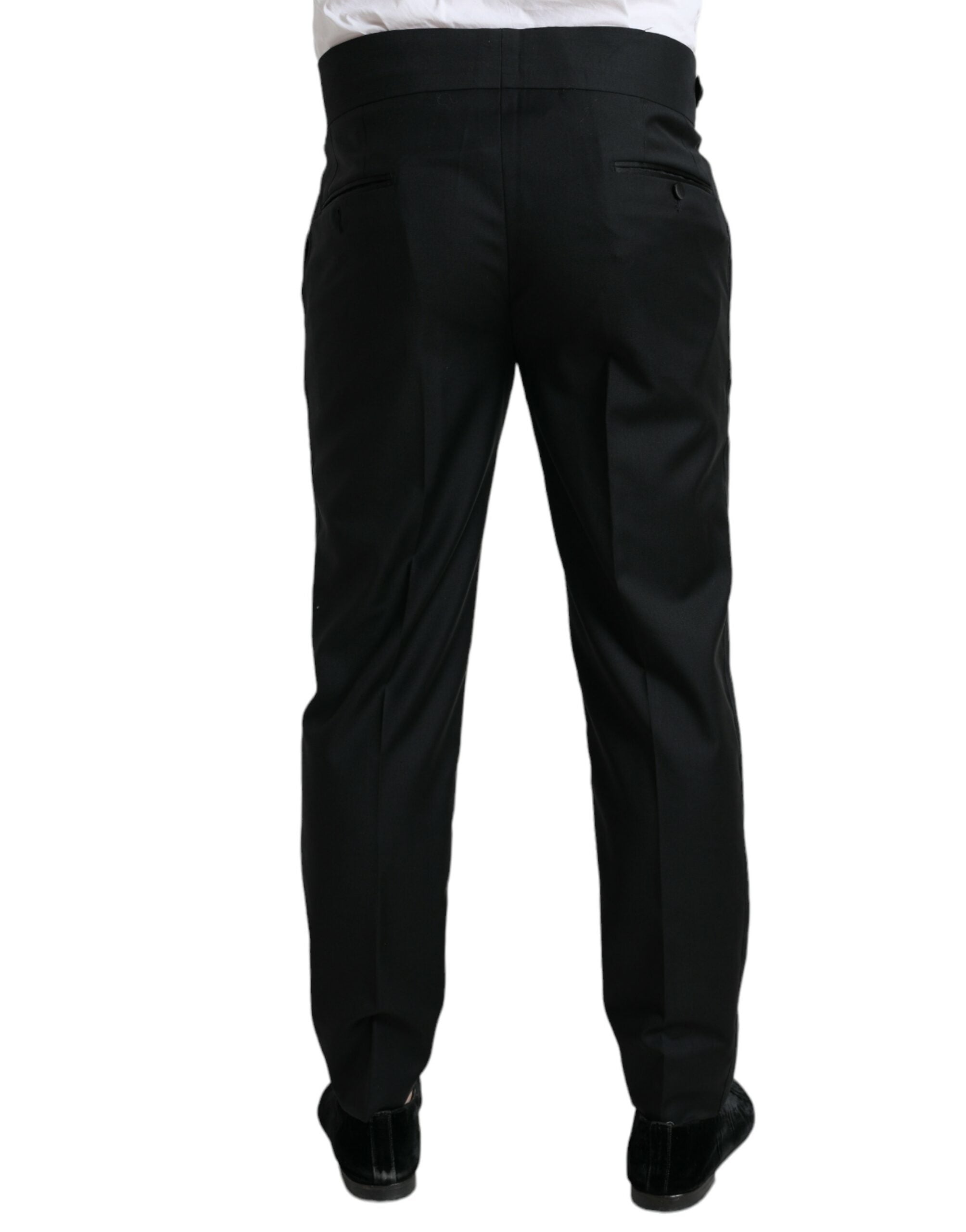Black Wool Slim Fit Formal Trouser Dress Pants - ventzia