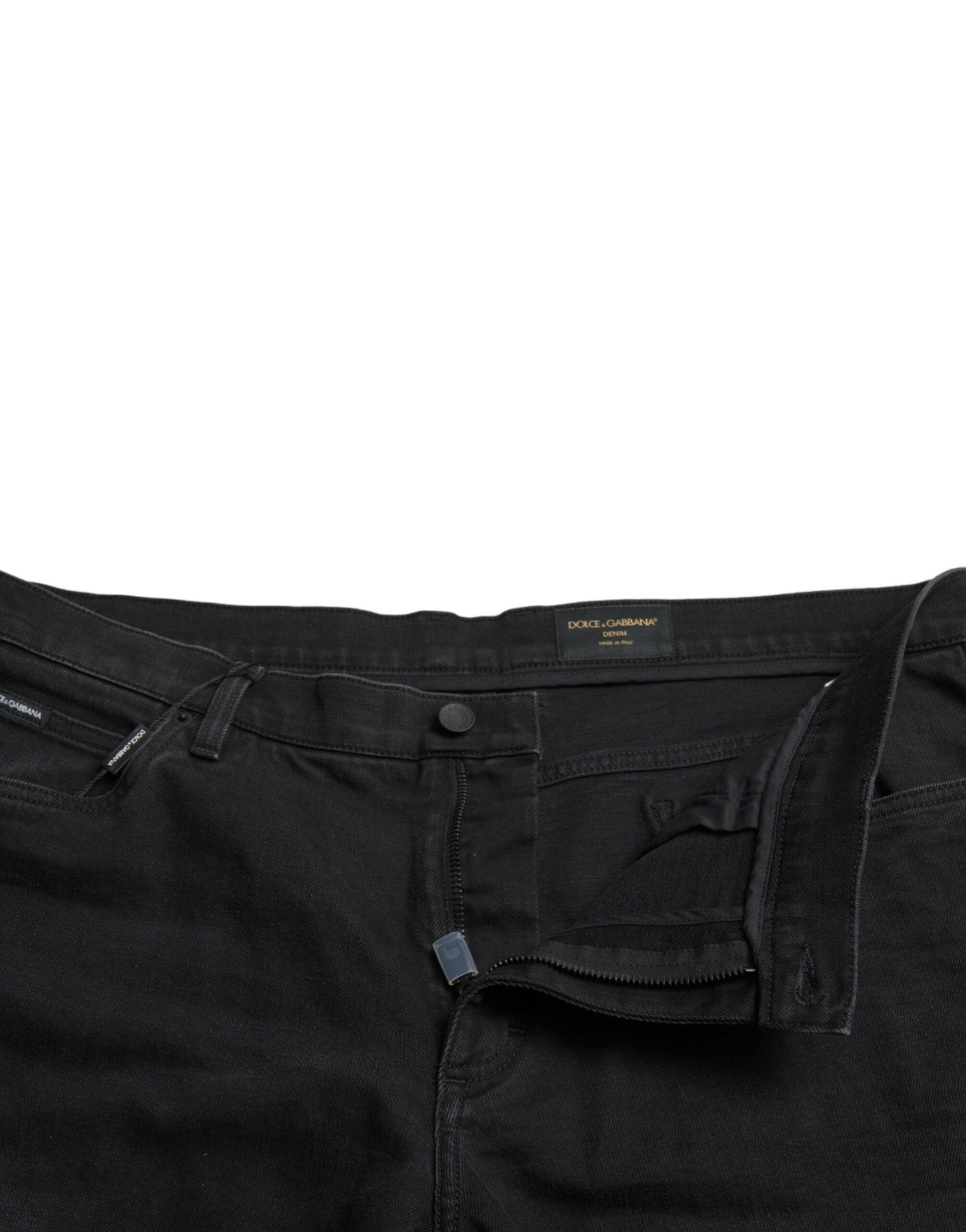 Black Cotton Stretch Bermuda Denim Shorts - ventzia