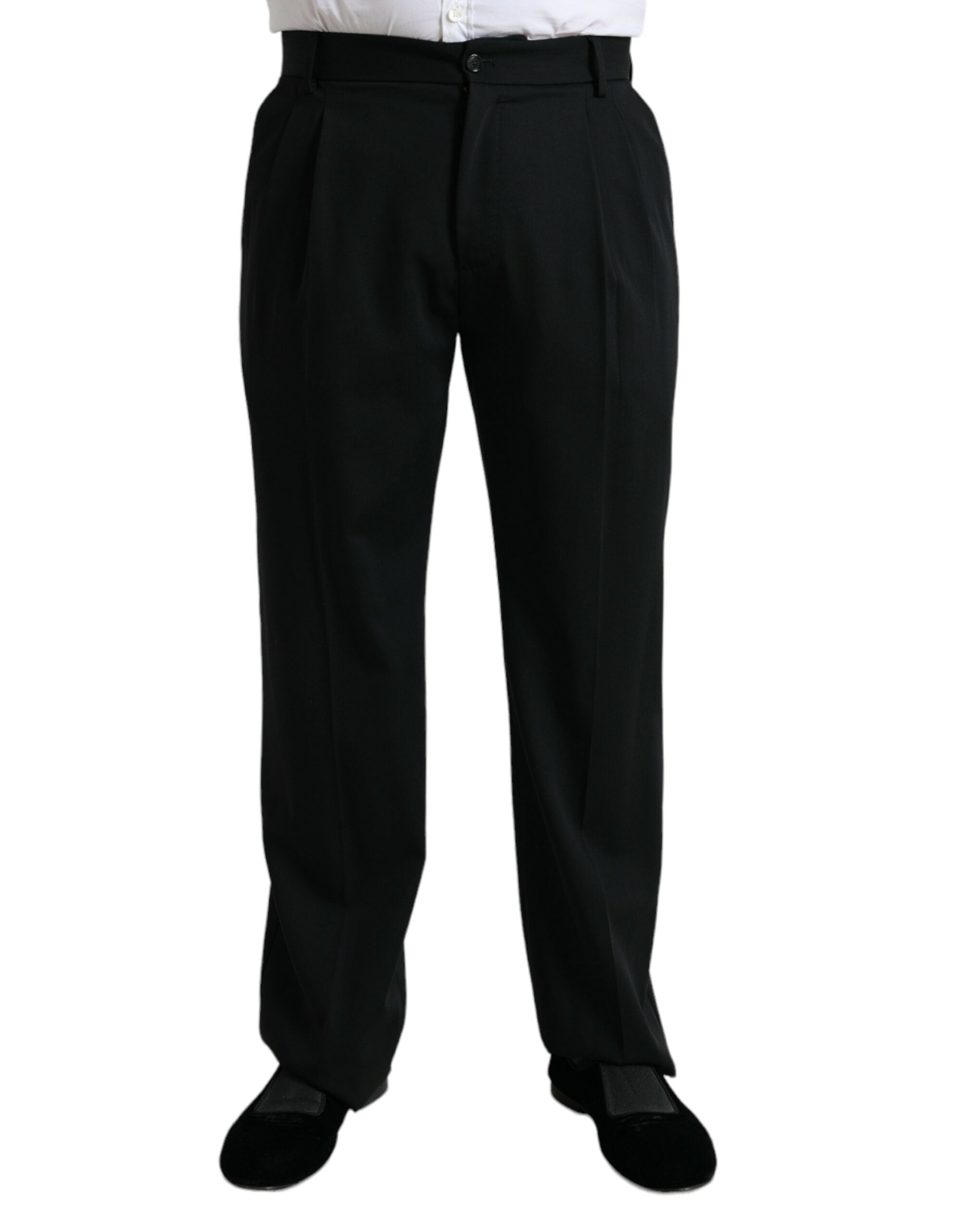 Black Wool Formal Straight Fit Dress Pants - ventzia