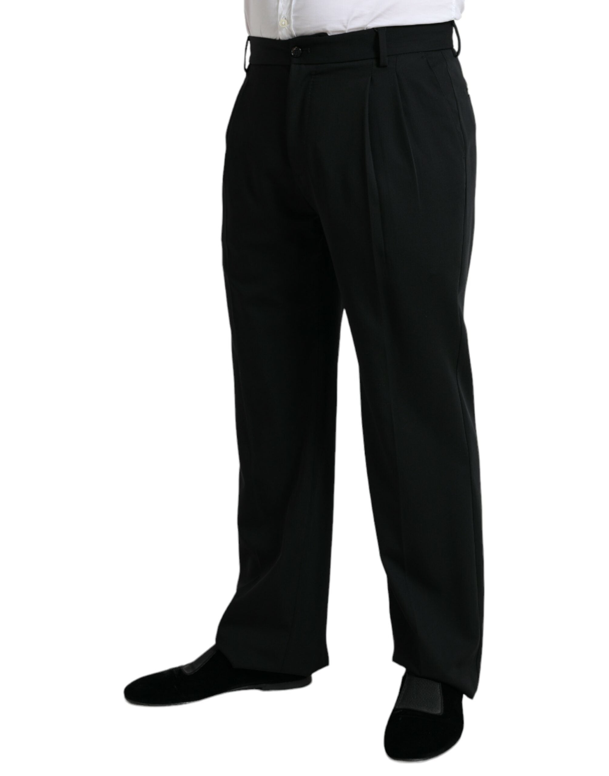 Black Wool Formal Straight Fit Dress Pants - ventzia
