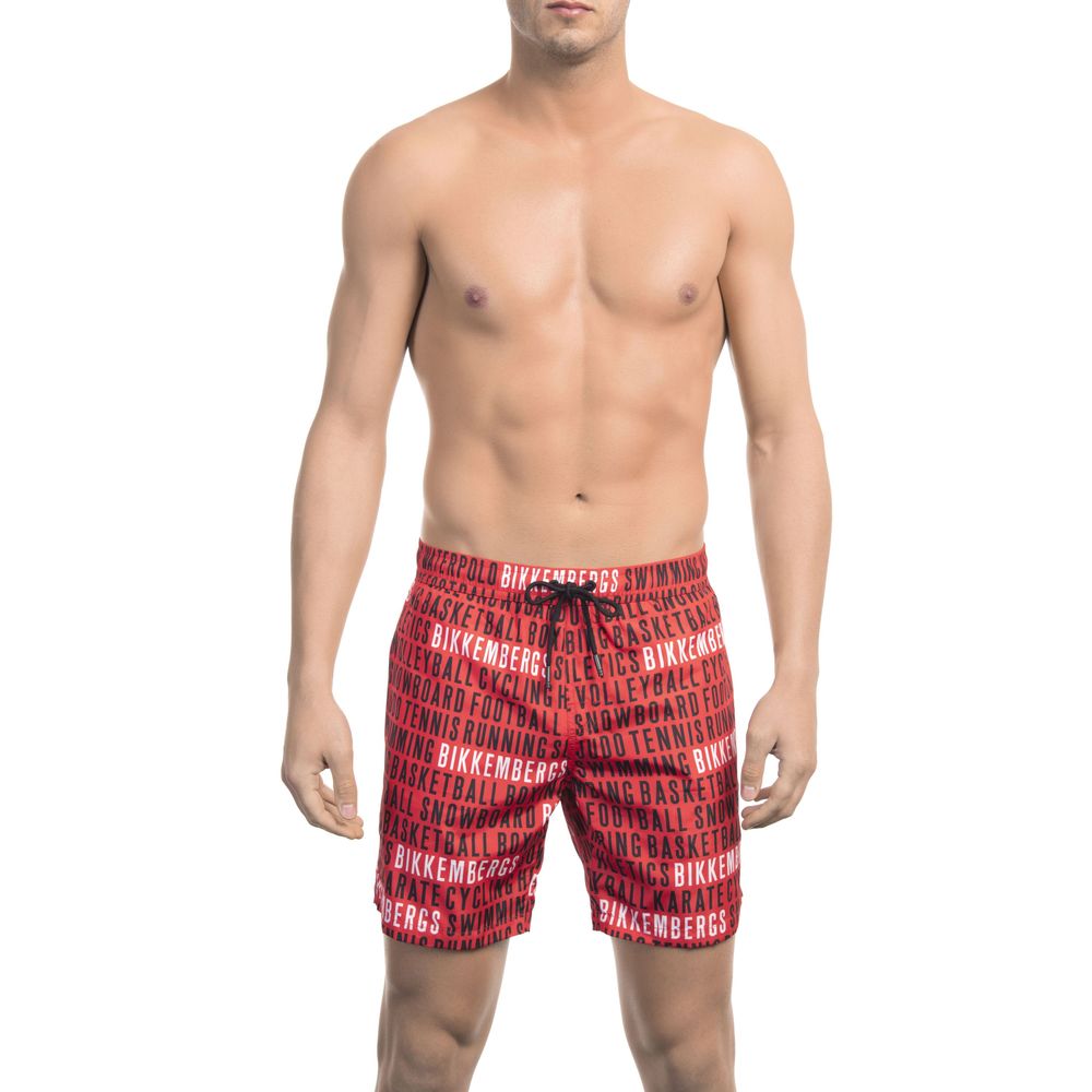 "Red Polyester Men Swim Short" - ventzia