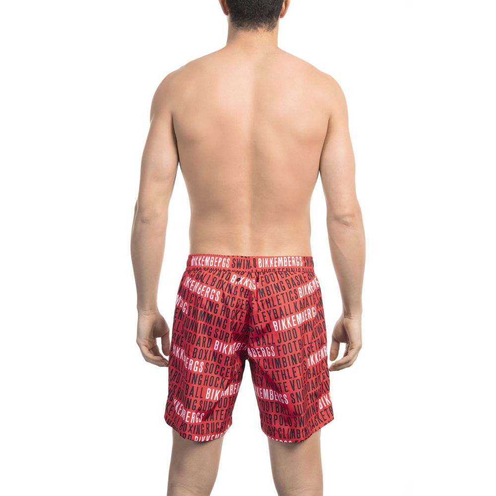 "Red Polyester Men Swim Short" - ventzia