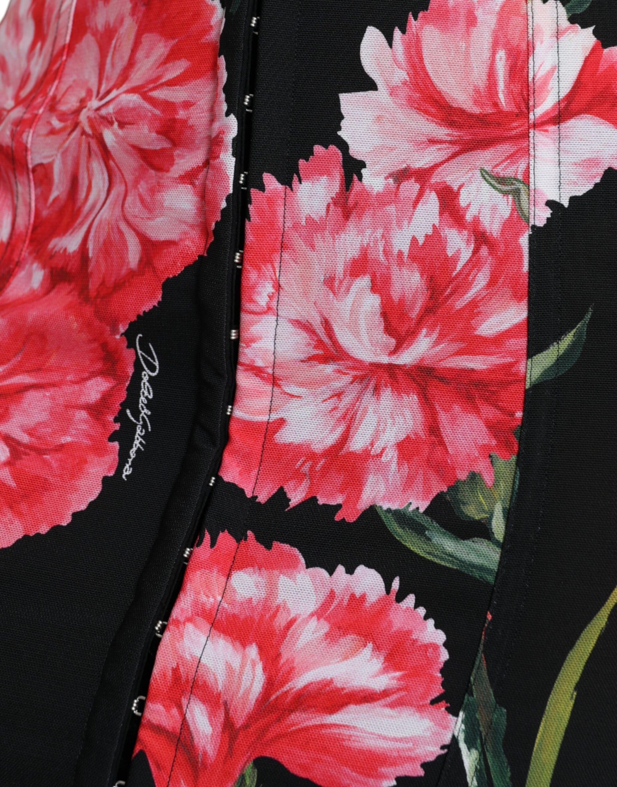 Black Carnation Pencil Cut Knee Length Skirt - ventzia