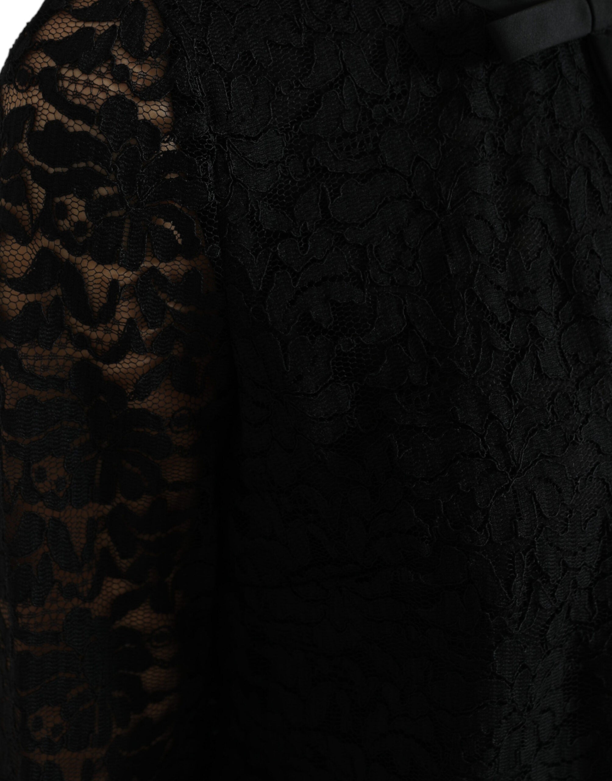 Black STAFF Blouse Floral Lace Nylon Top - ventzia
