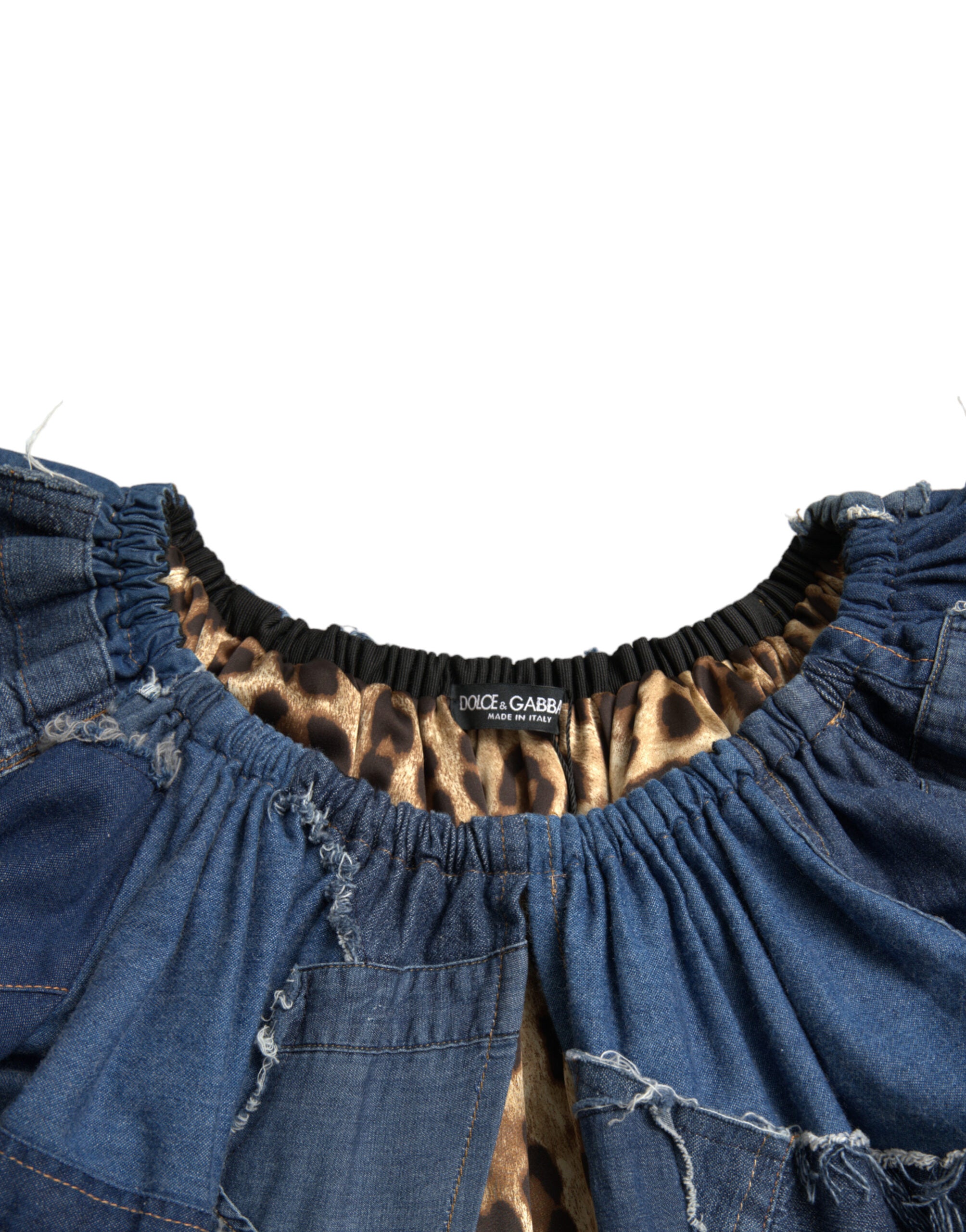 Blue Patchwork Short Sleeves Denim Blouse Top - ventzia