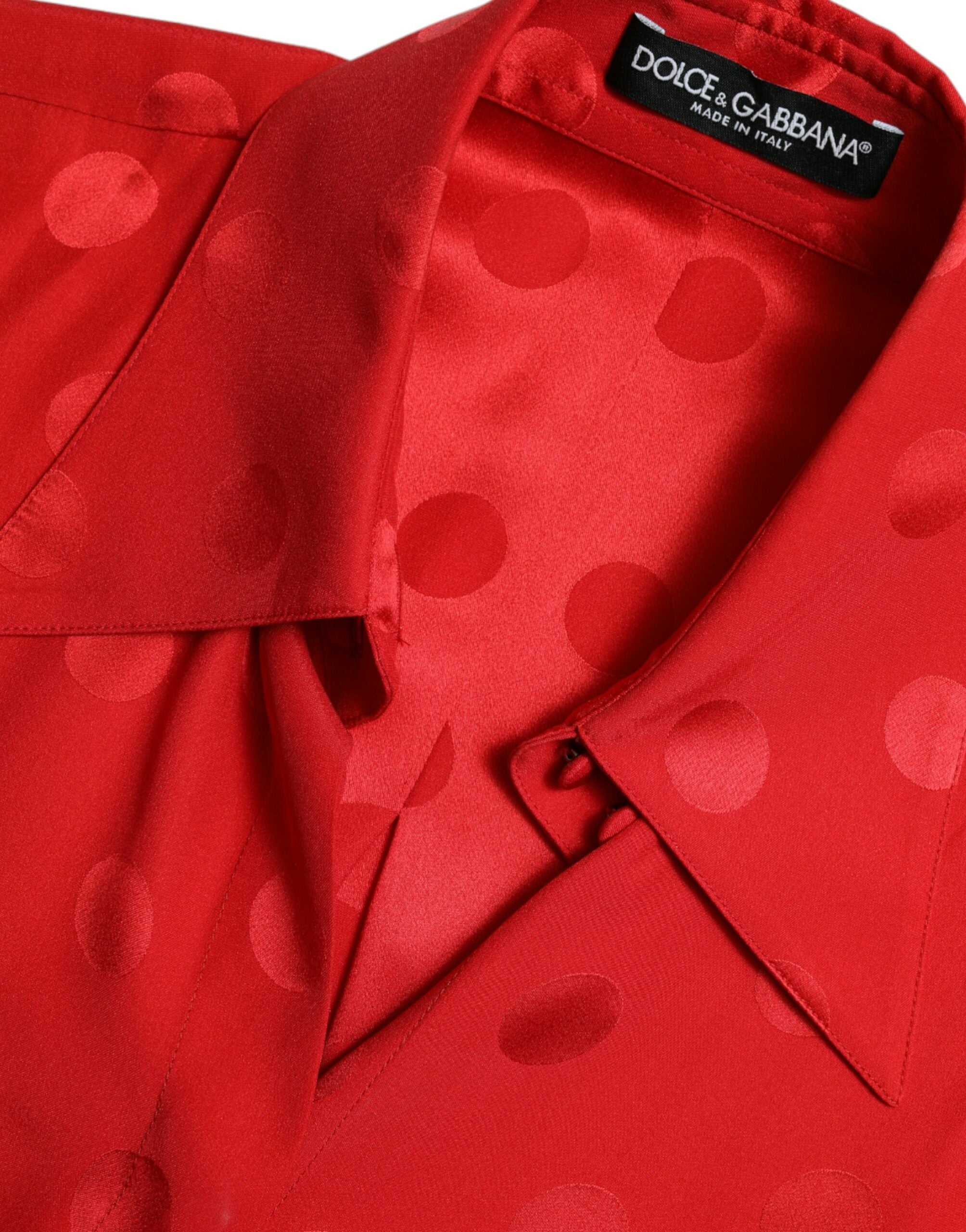 Red Polka Dot Sleeveless Collared Blouse Top - ventzia