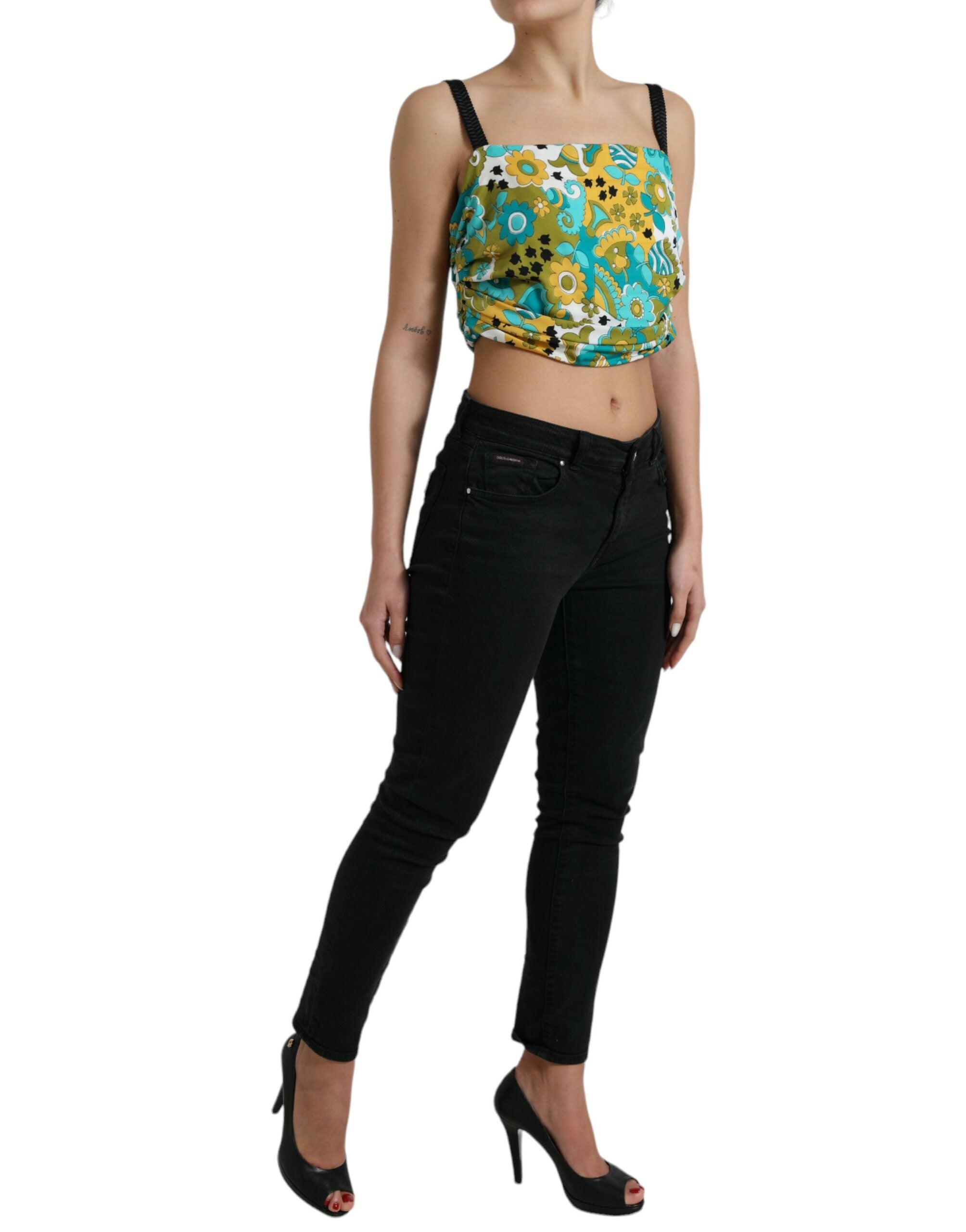 Multicolor Floral Sleeveless Cropped Top - ventzia