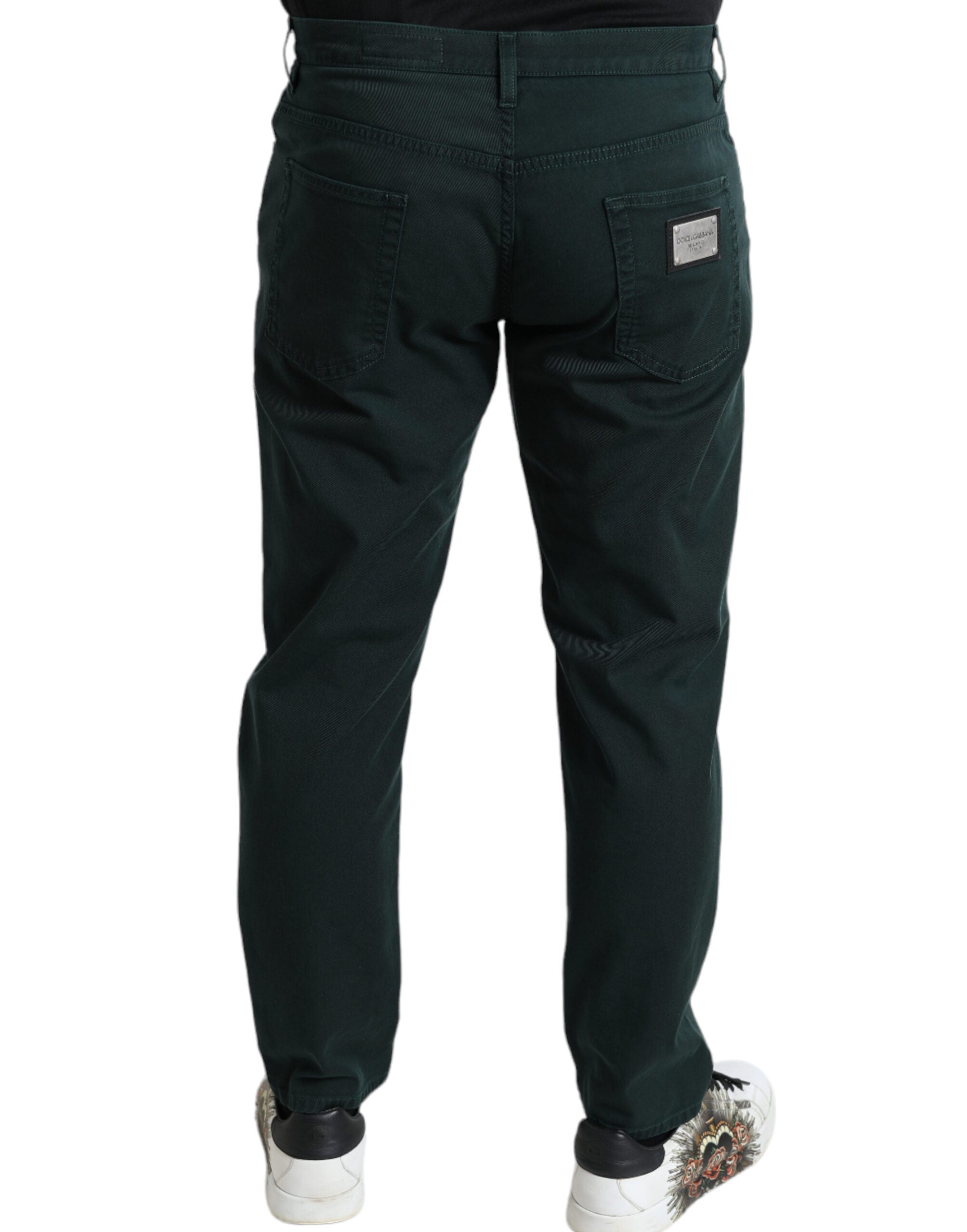 Green Cotton Stretch Skinny Men Denim Jeans - ventzia