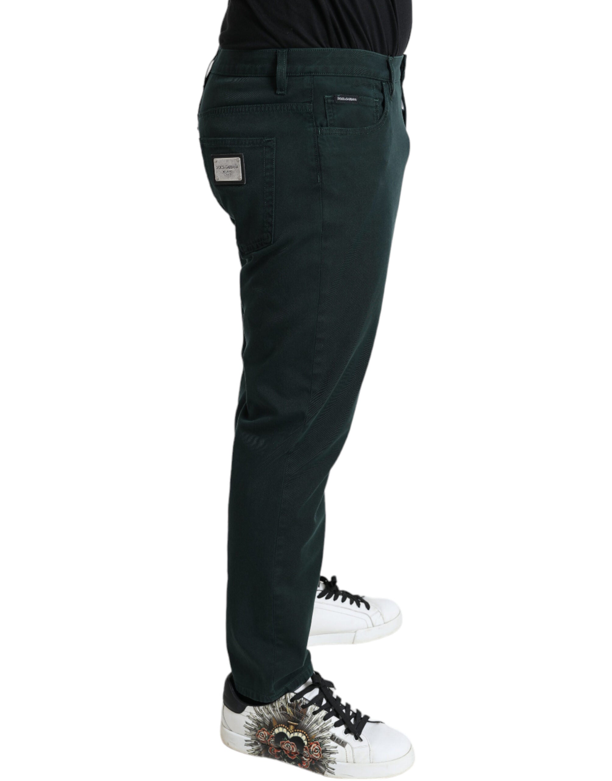 Green Cotton Stretch Skinny Men Denim Jeans - ventzia