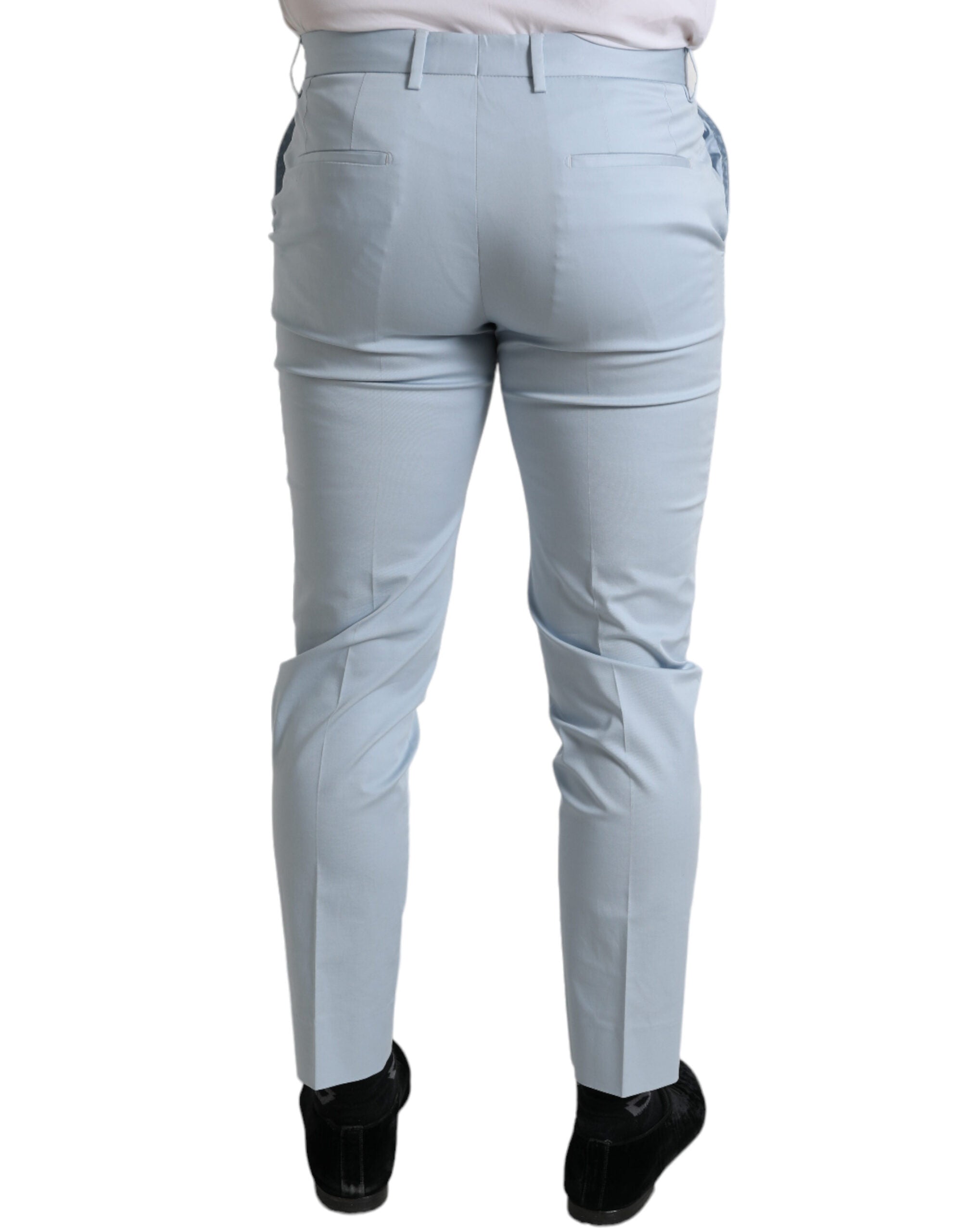 Sky Blue Cotton Stretch Skinny Pants - ventzia