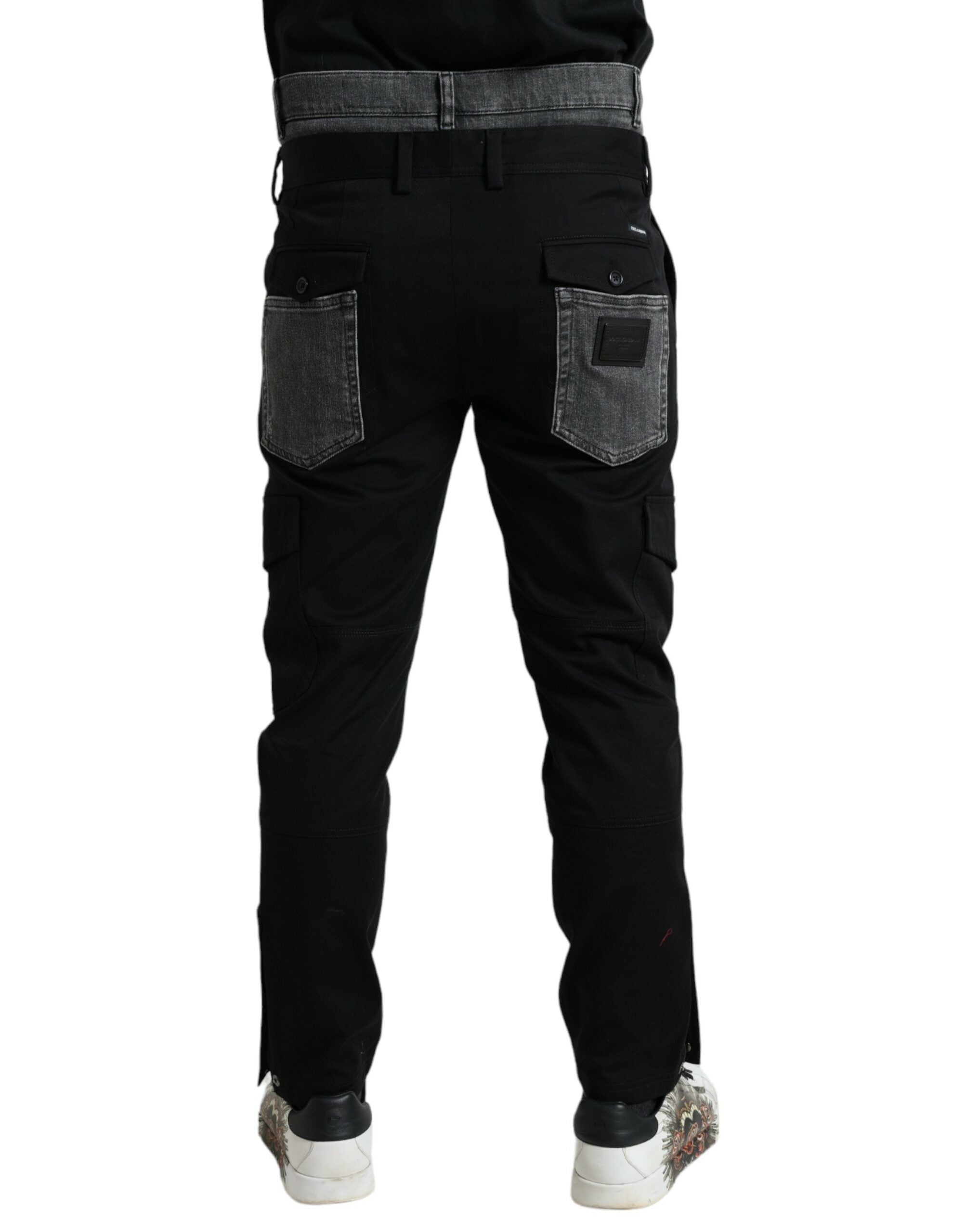 Black Gray Slim Cotton Denim Jeans Pants - ventzia
