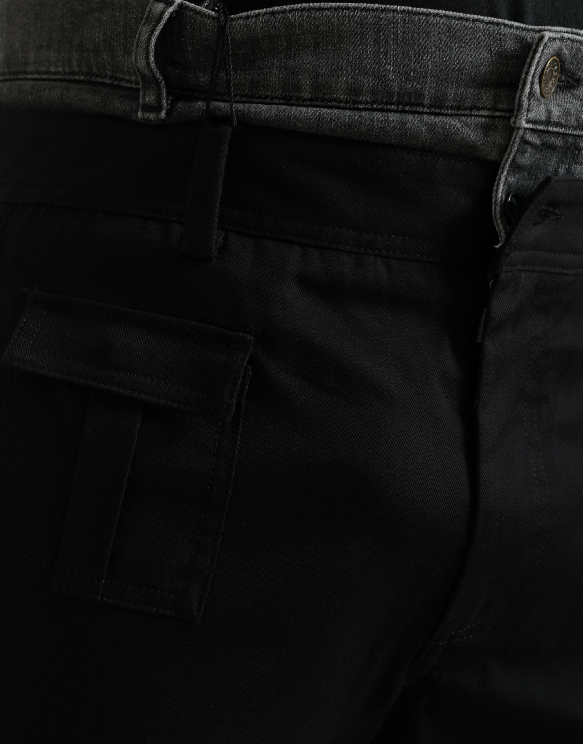Black Gray Slim Cotton Denim Jeans Pants - ventzia
