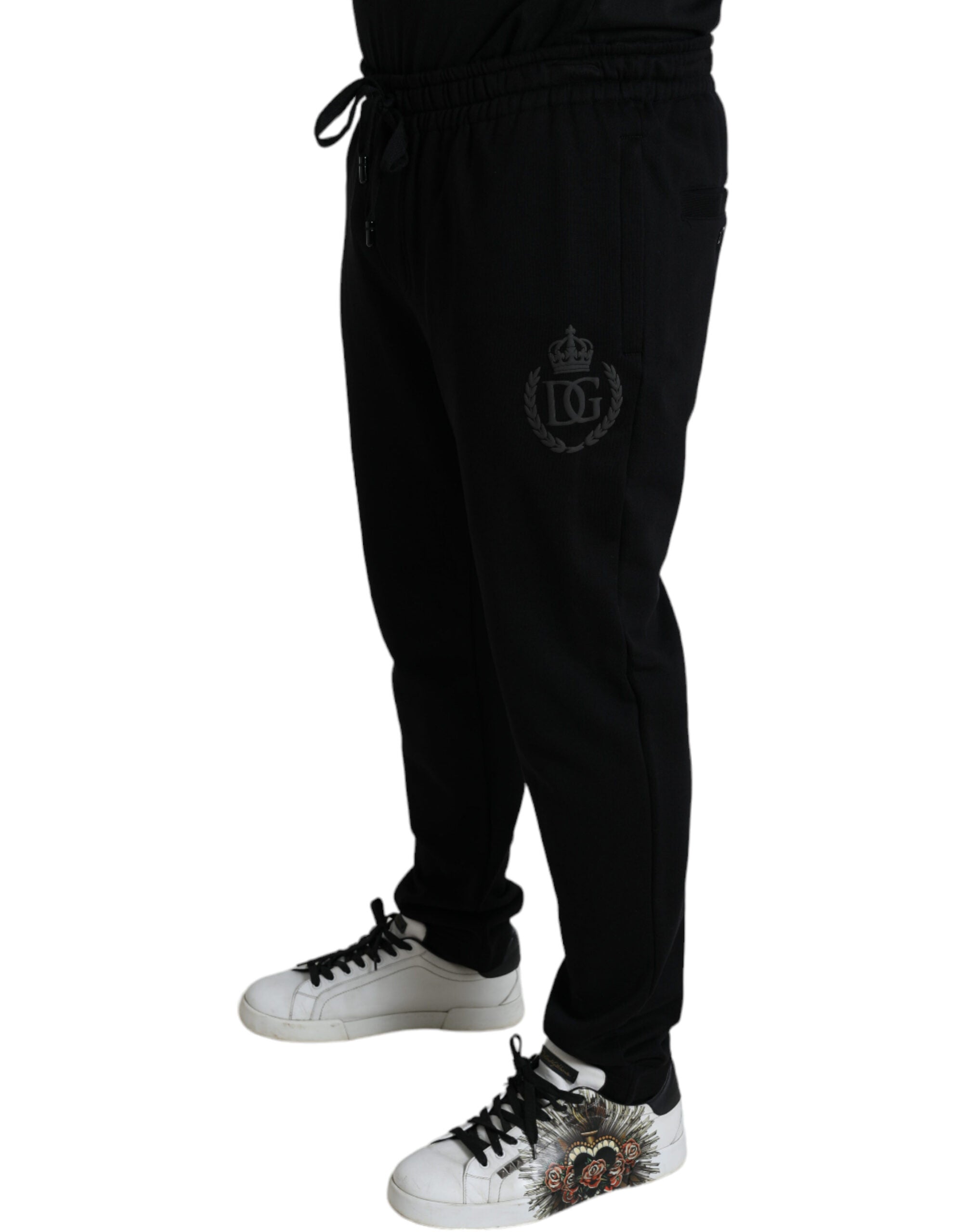 Black DG Logo Skinny Jogger Sweatpants Pants - ventzia