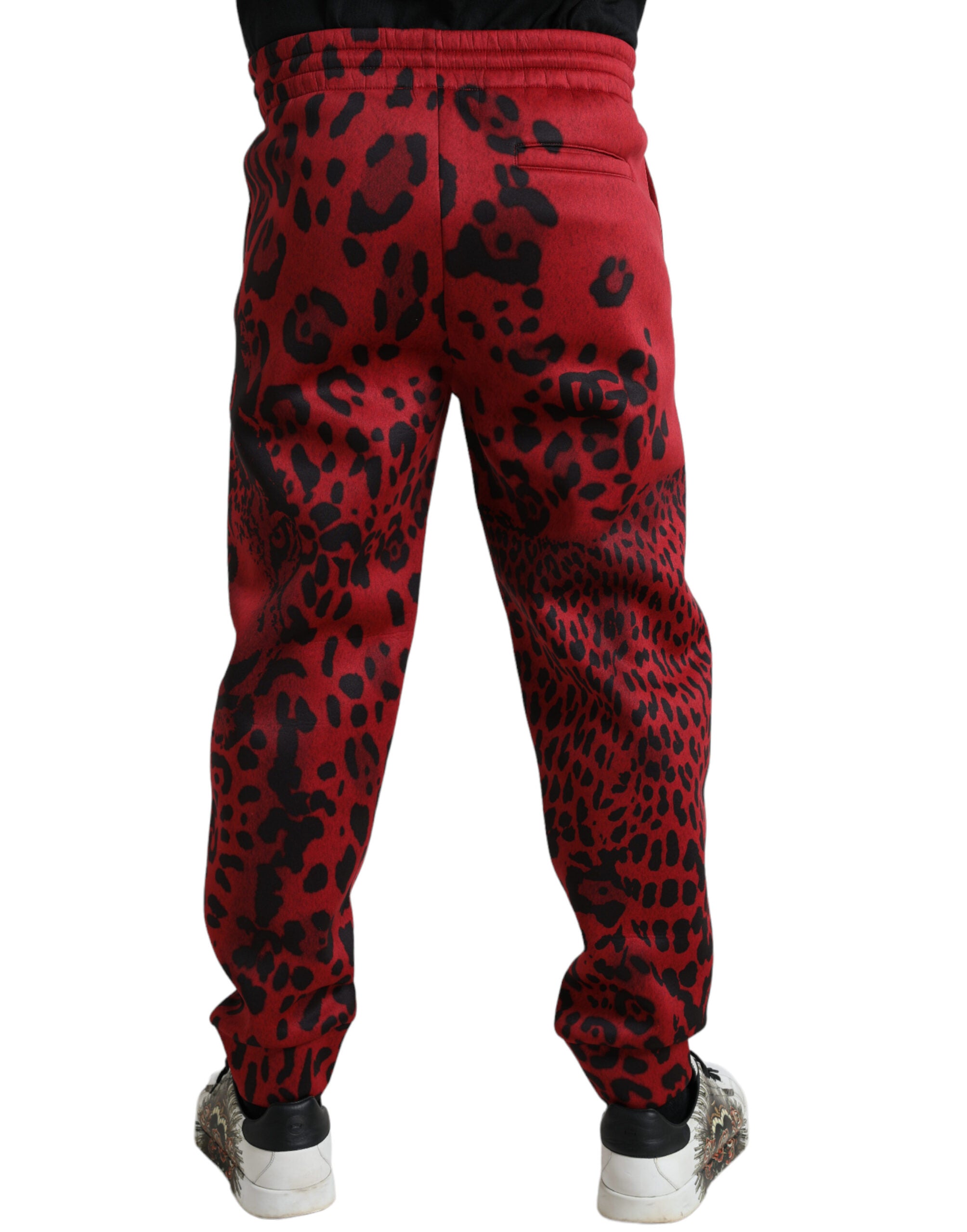 Red Black Leopard Stretch Jogger Pants - ventzia