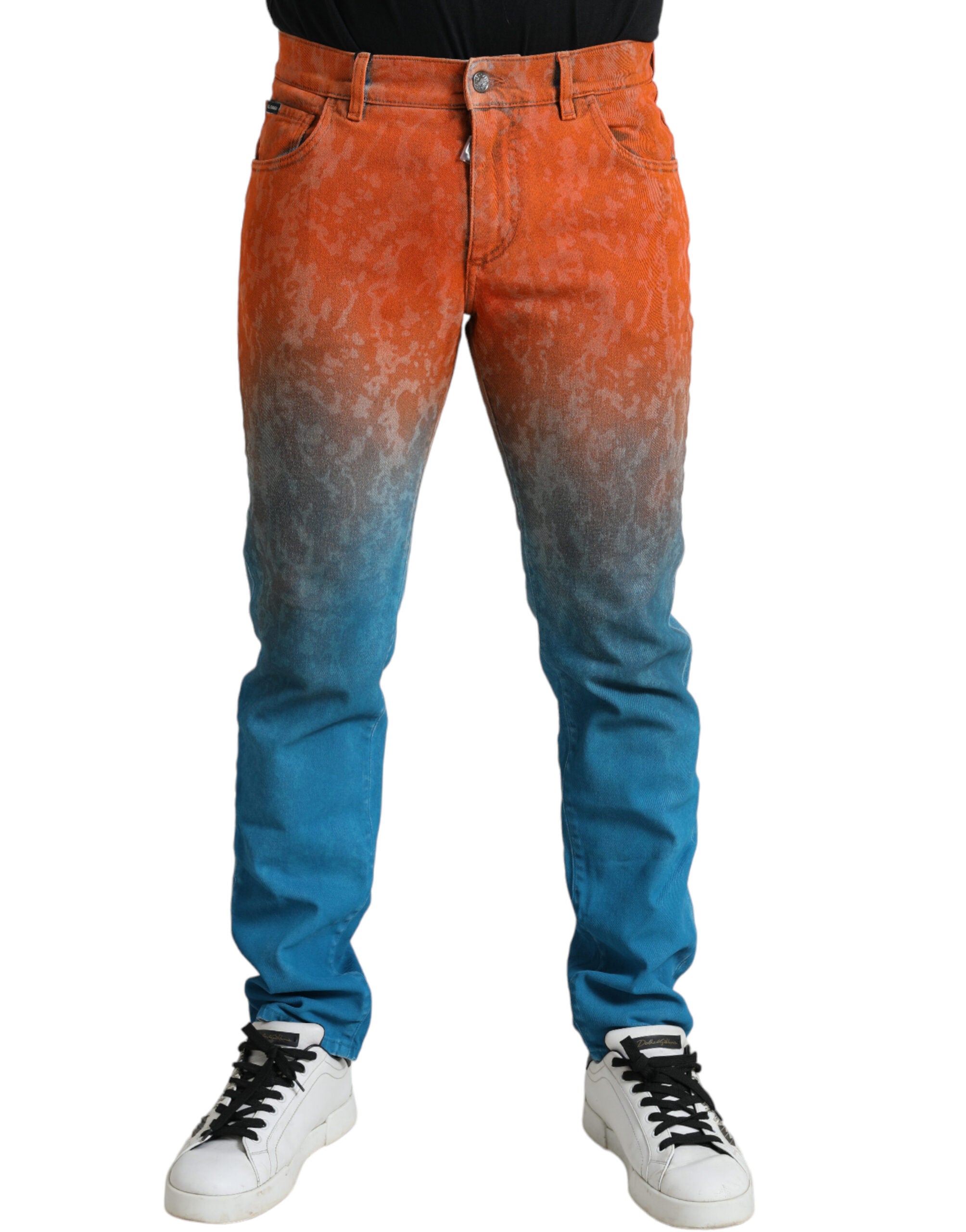 Multicolor Ombre Cotton Slim Fit Denim Jeans - ventzia
