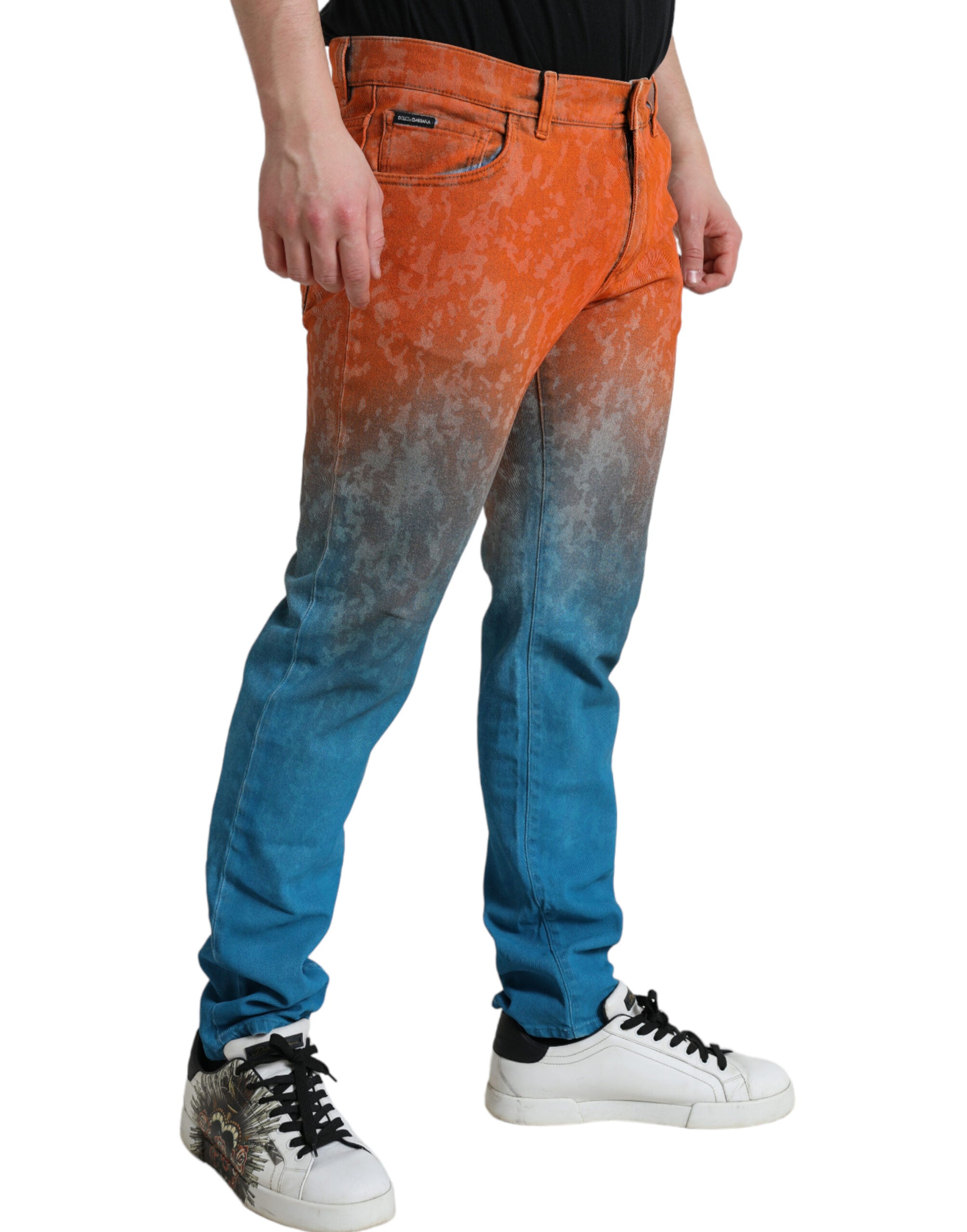 Multicolor Ombre Cotton Slim Fit Denim Jeans - ventzia
