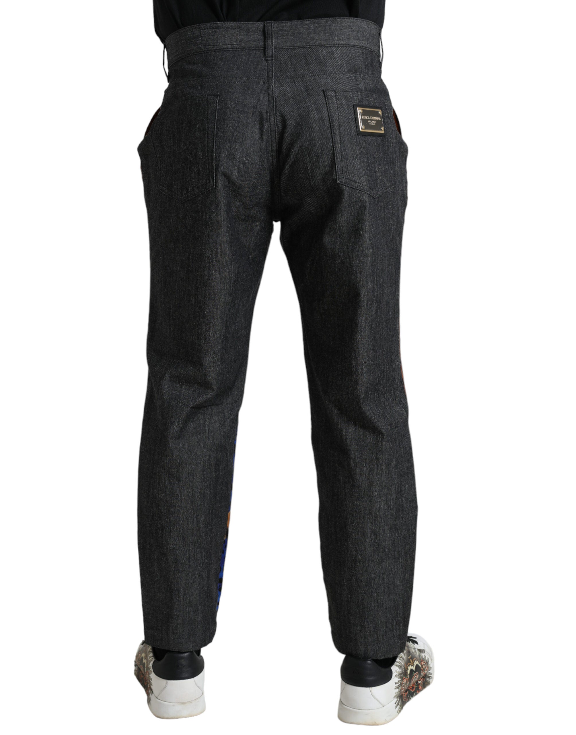 Multicolor Tiger Cotton Loose Denim Jeans - ventzia