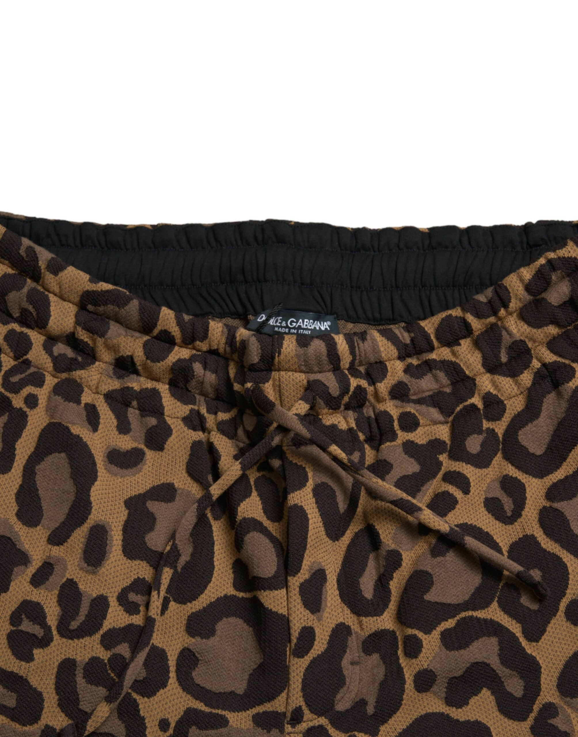 Brown Leopard Jacquard Jogger Pants - ventzia