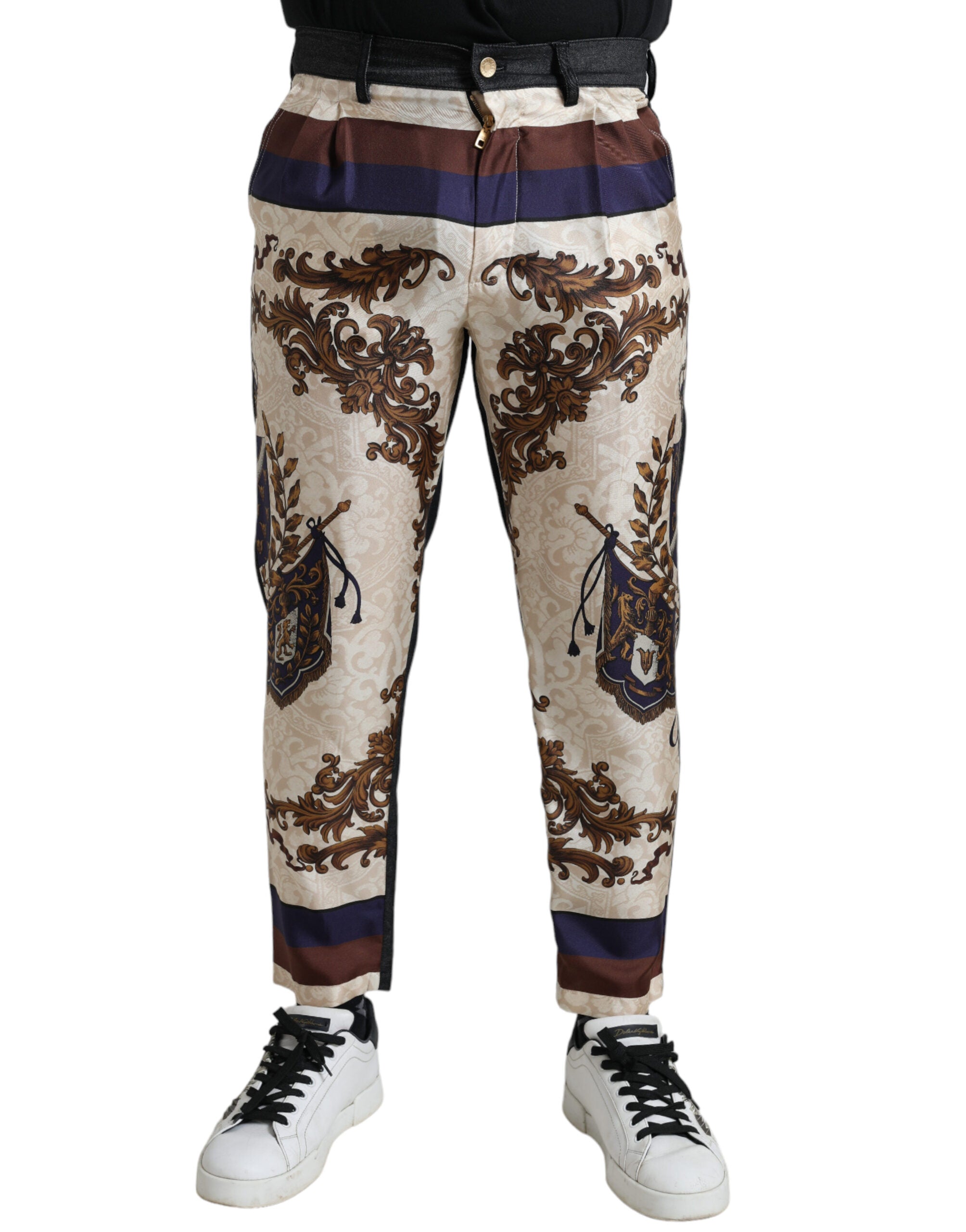 Multicolor Heraldic Skinny Men Pants - ventzia