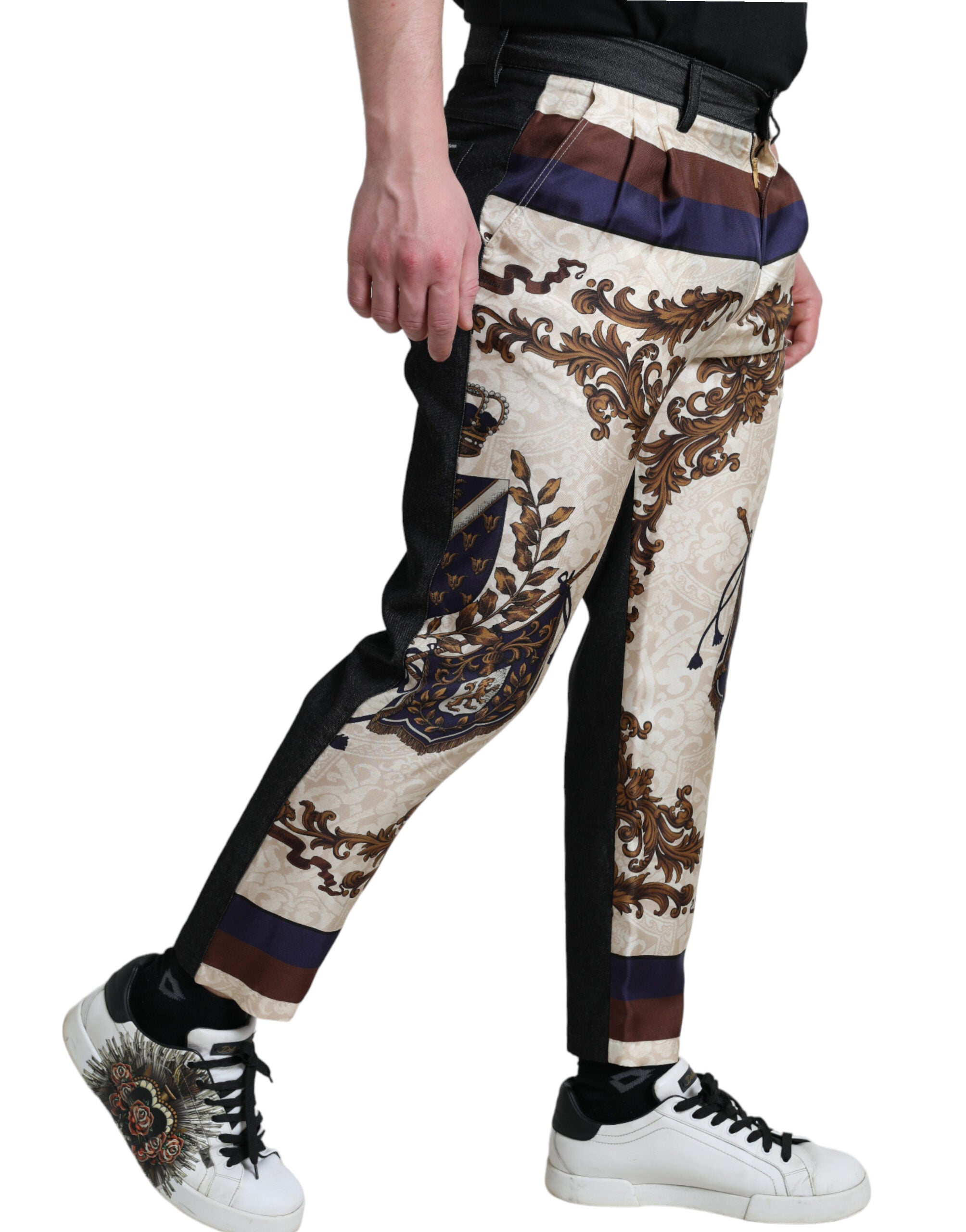 Multicolor Heraldic Skinny Men Pants - ventzia