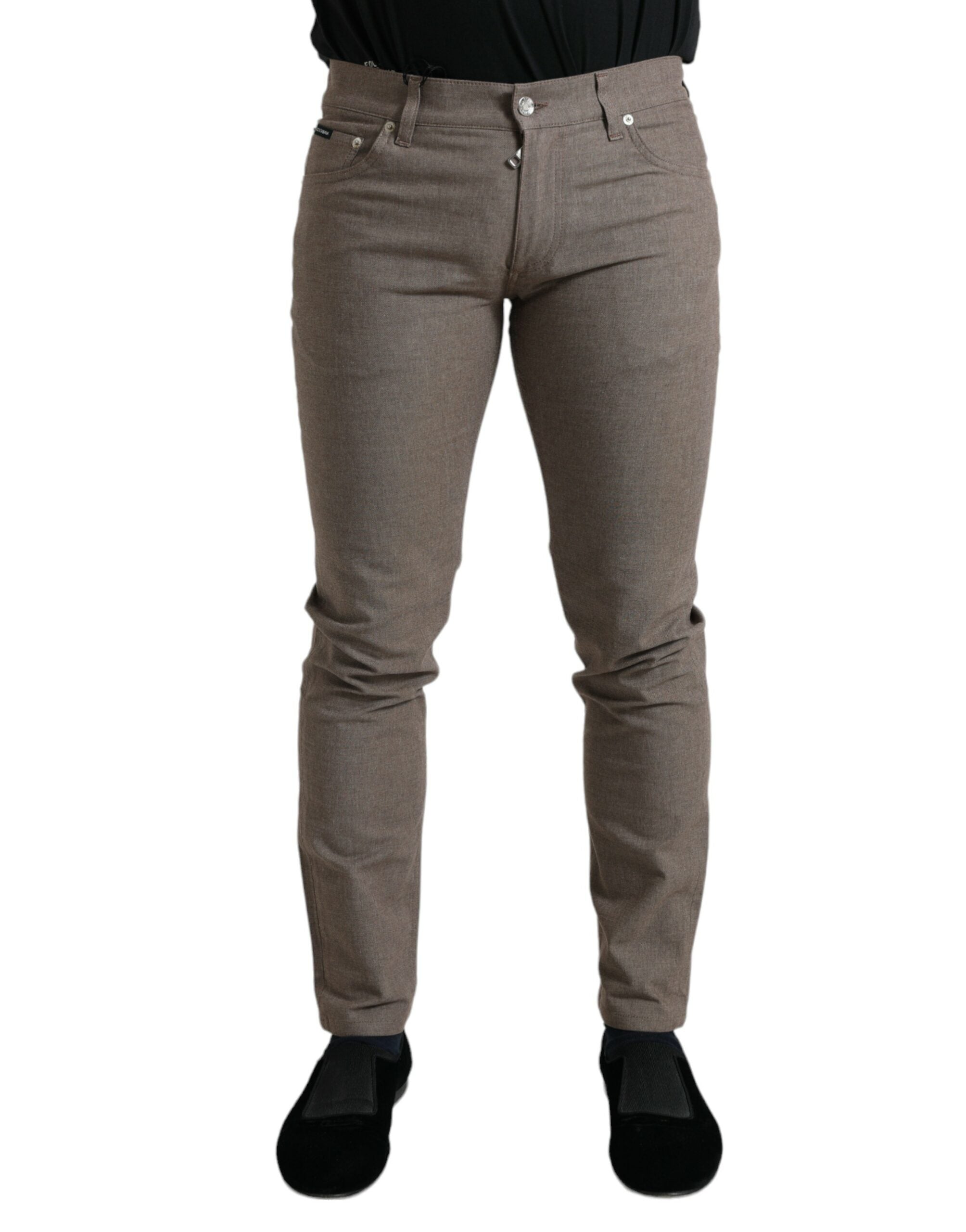 Brown Cotton Stretch Skinny Men Pants - ventzia