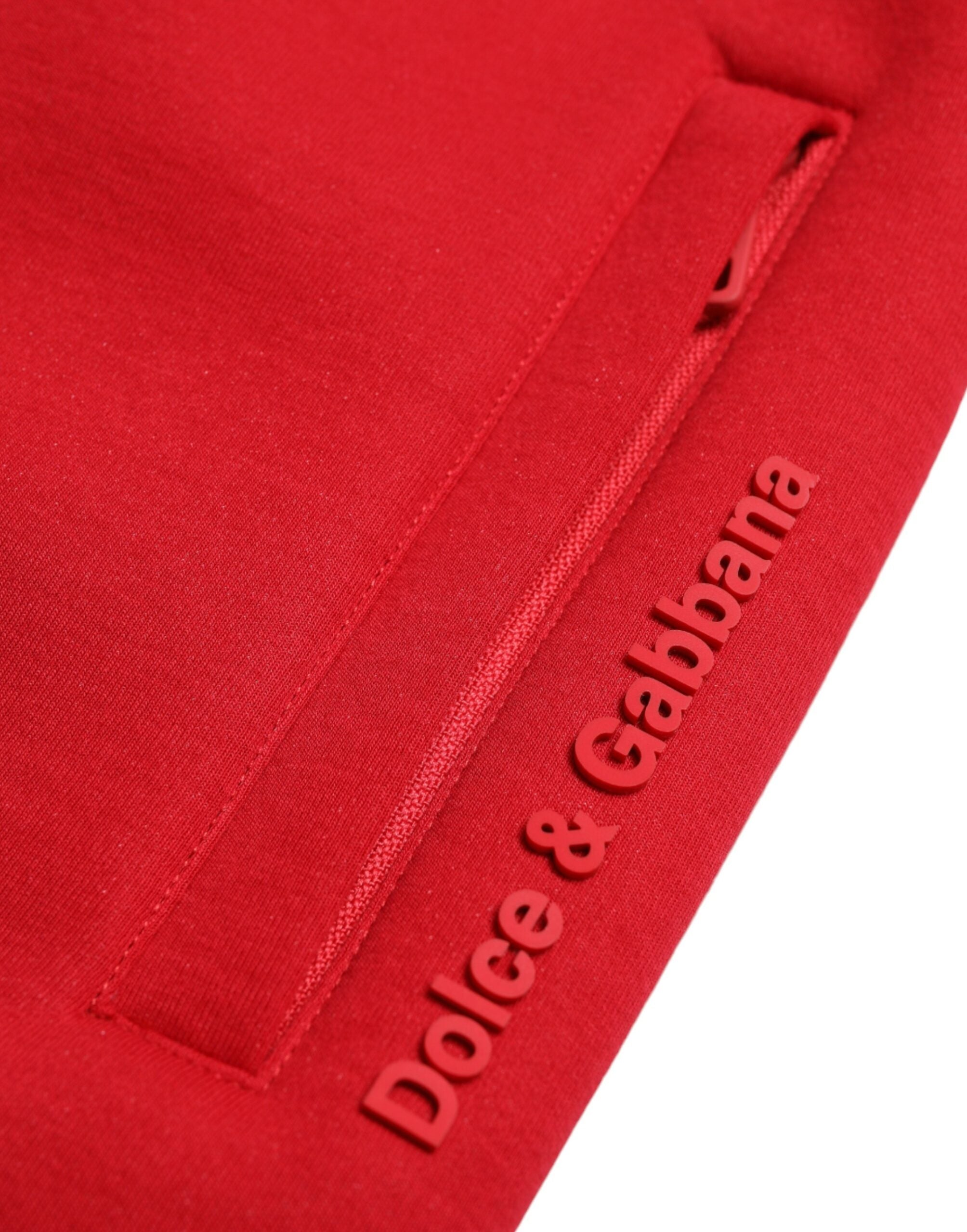 Red Cotton Blend Skinny Jogger Pants - ventzia