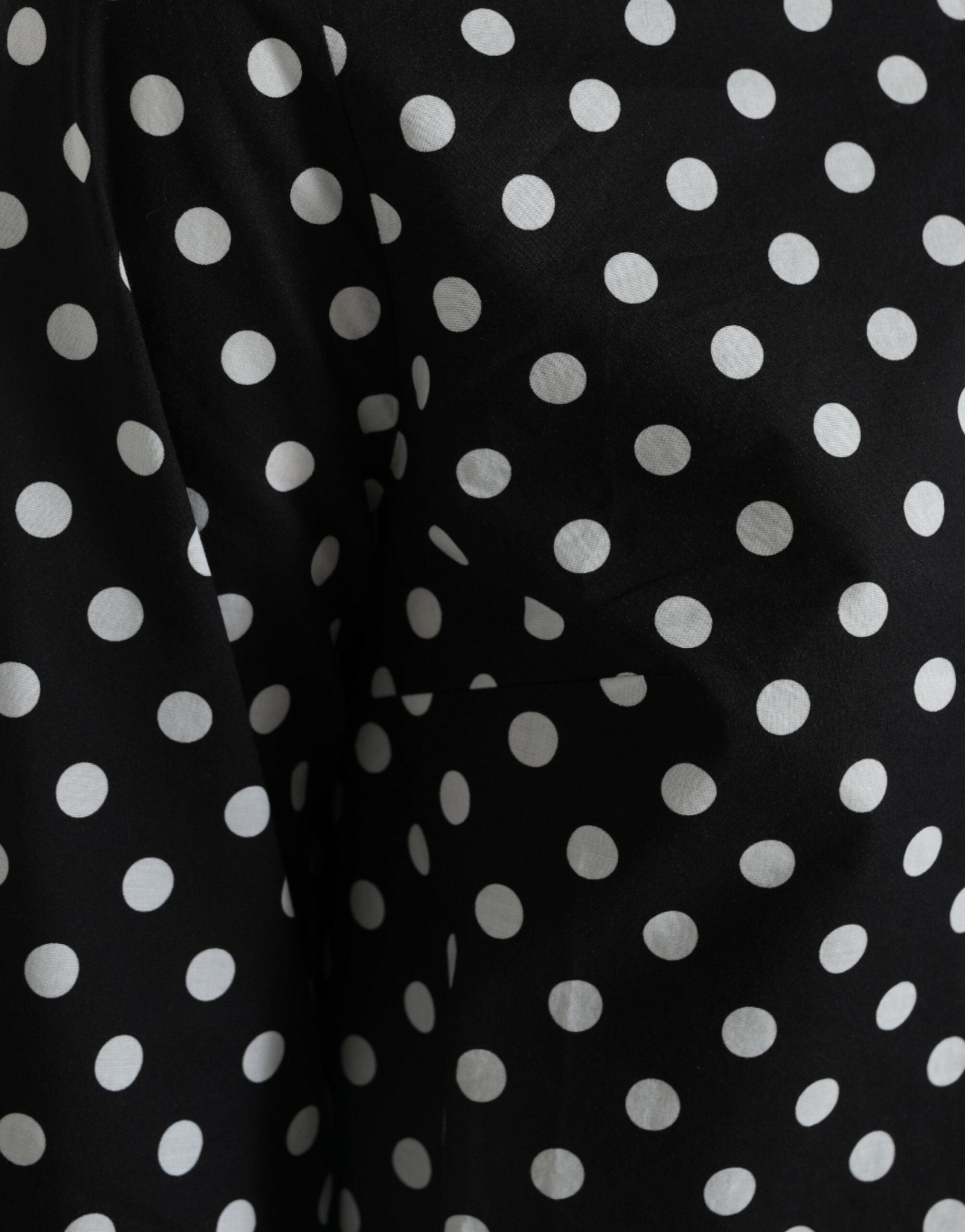 Black White Polka Dot Nylon Shift Mini Dress - ventzia
