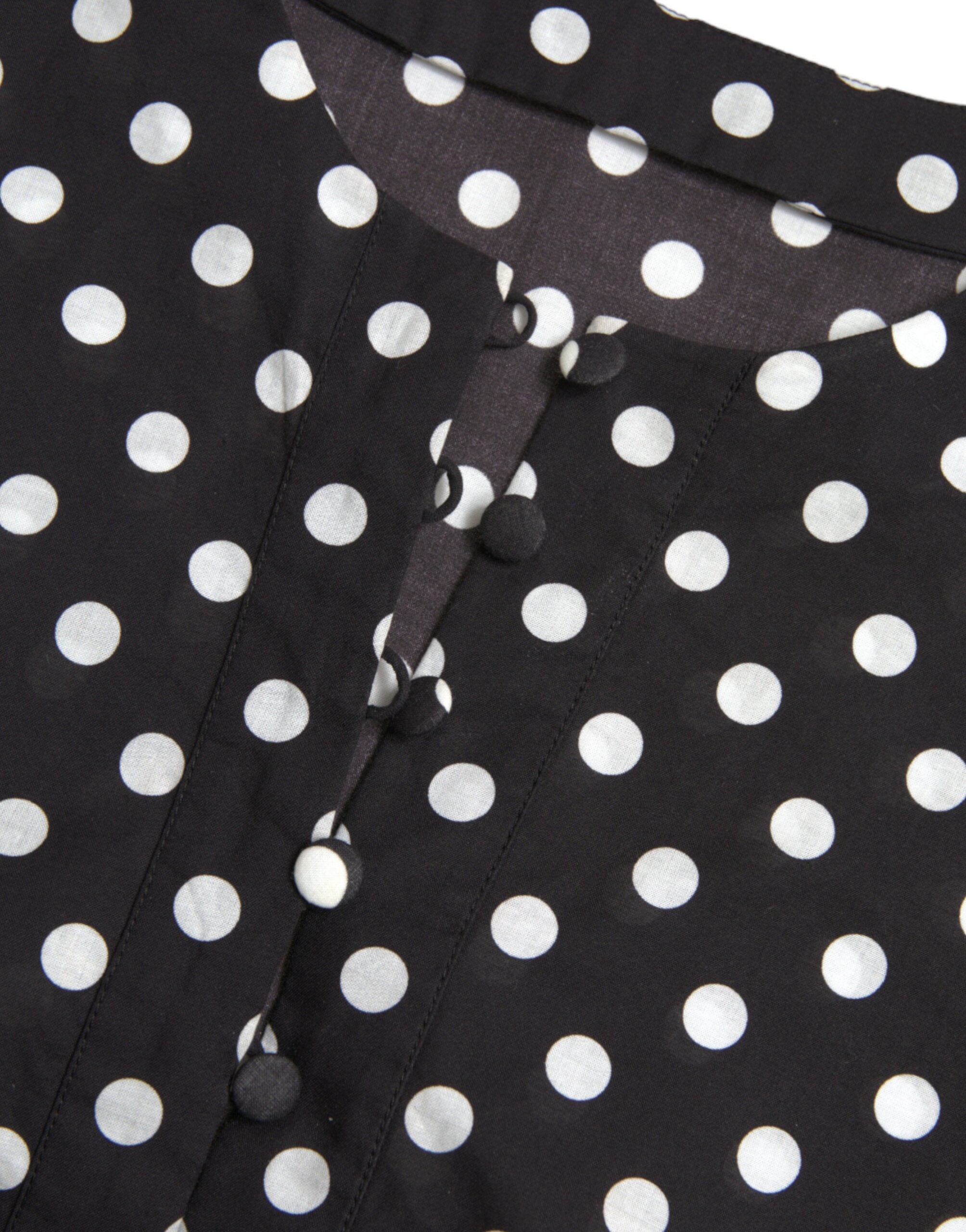 Black White Polka Dot Nylon Shift Mini Dress - ventzia