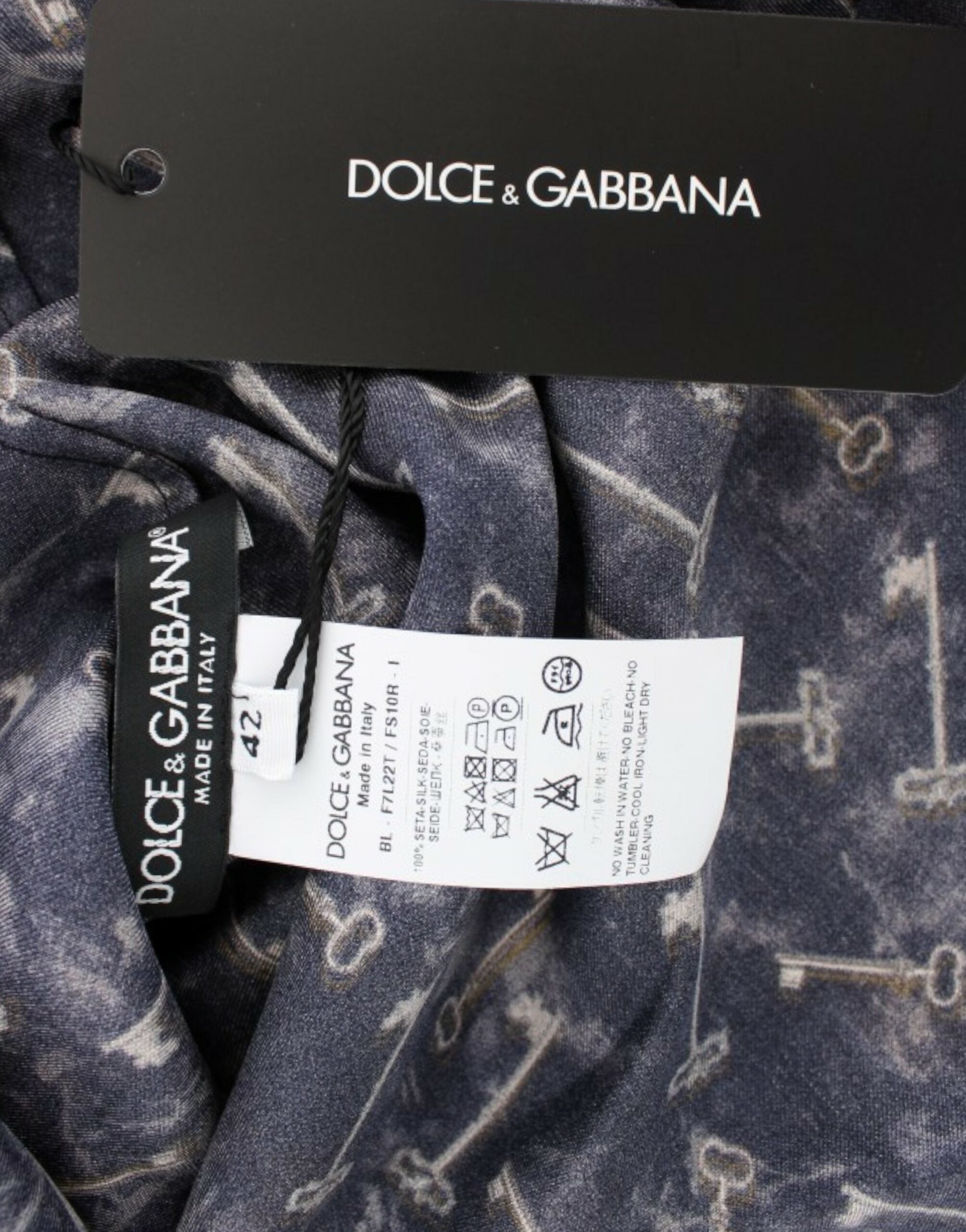 Enchanted Sicily Silk Blouse with Gold Keys Print - ventzia