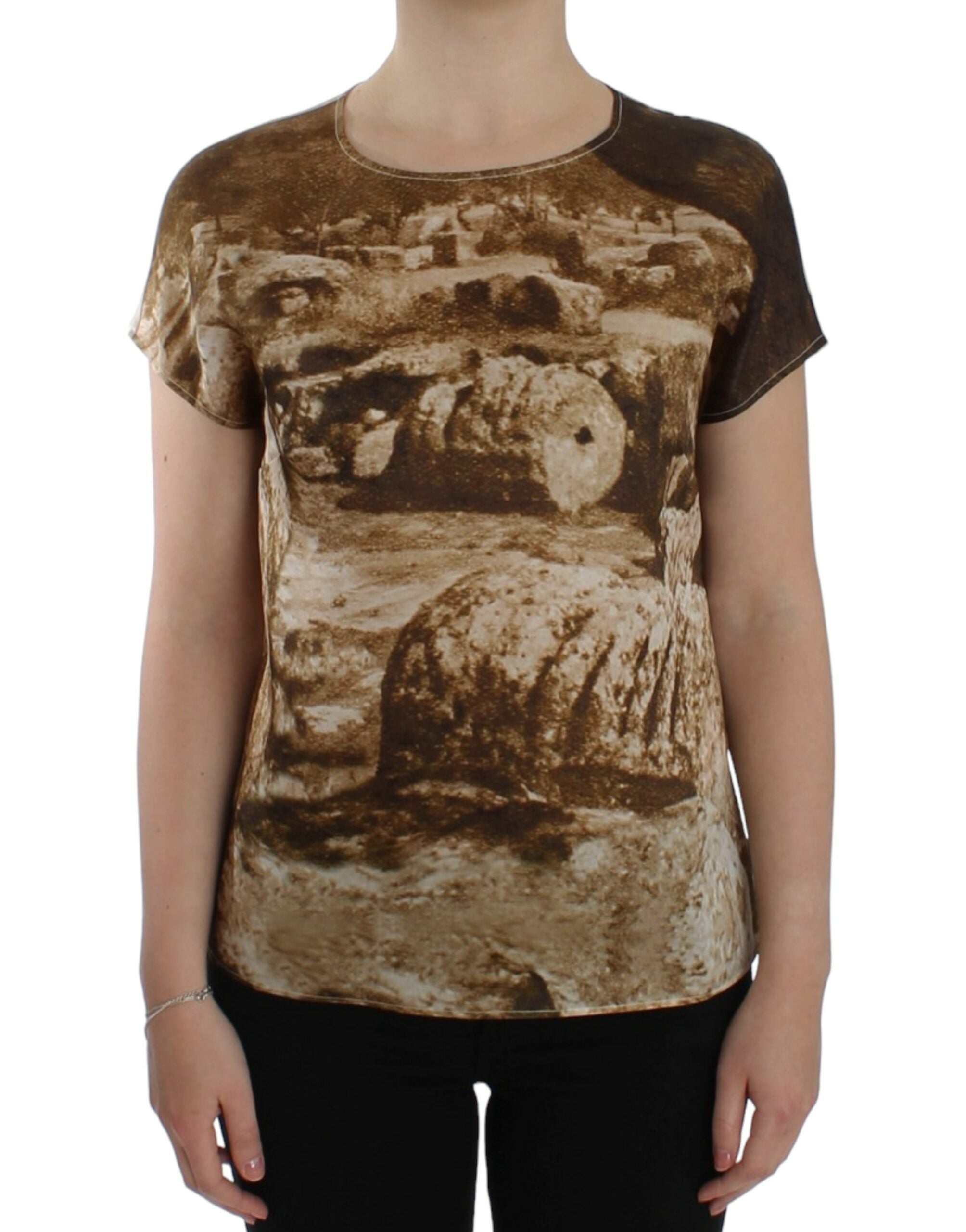 Enchanted Sicily Taormina Print Silk Blouse - ventzia