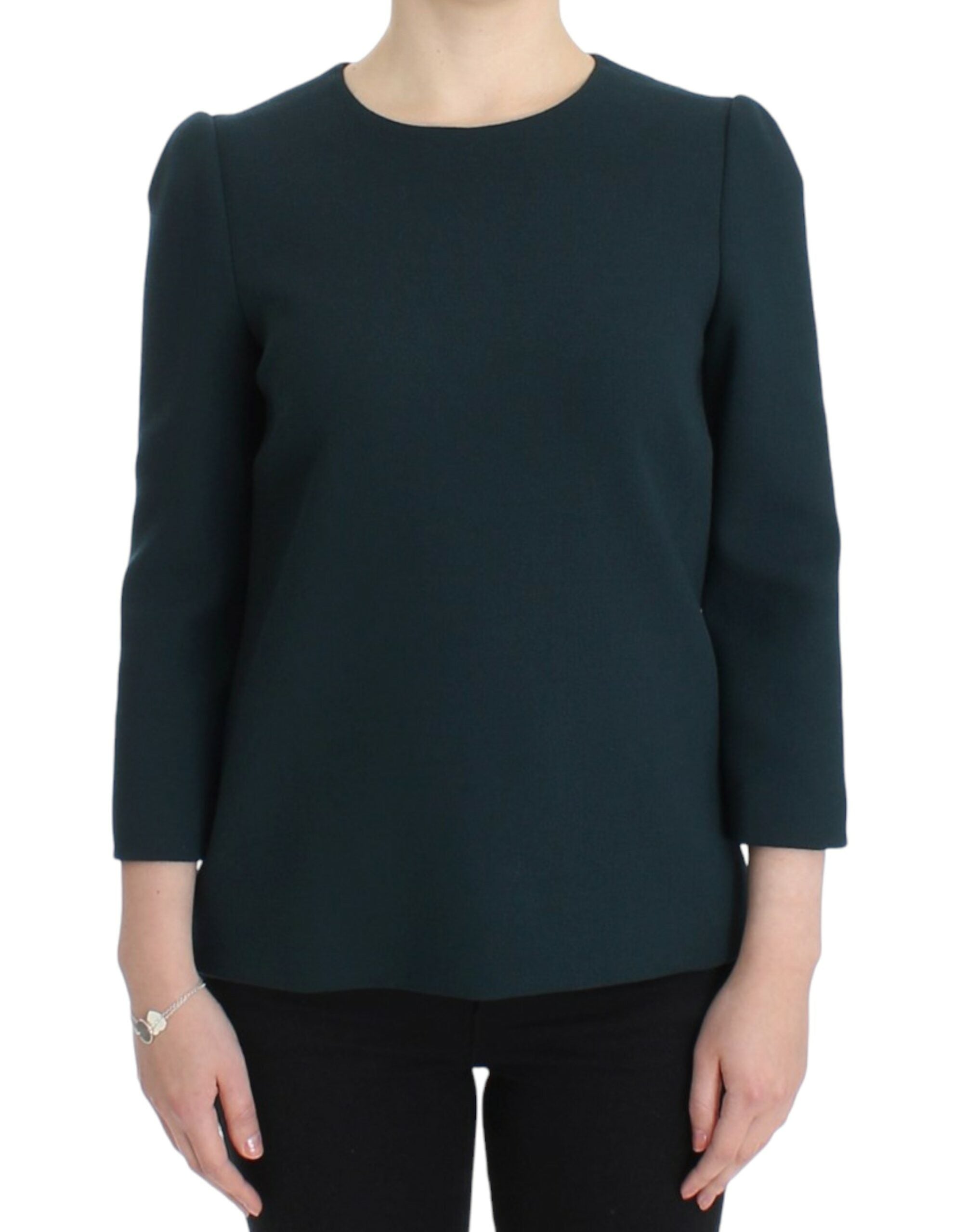 Enchanted Sicily Green Wool Silk Blend Blouse - ventzia