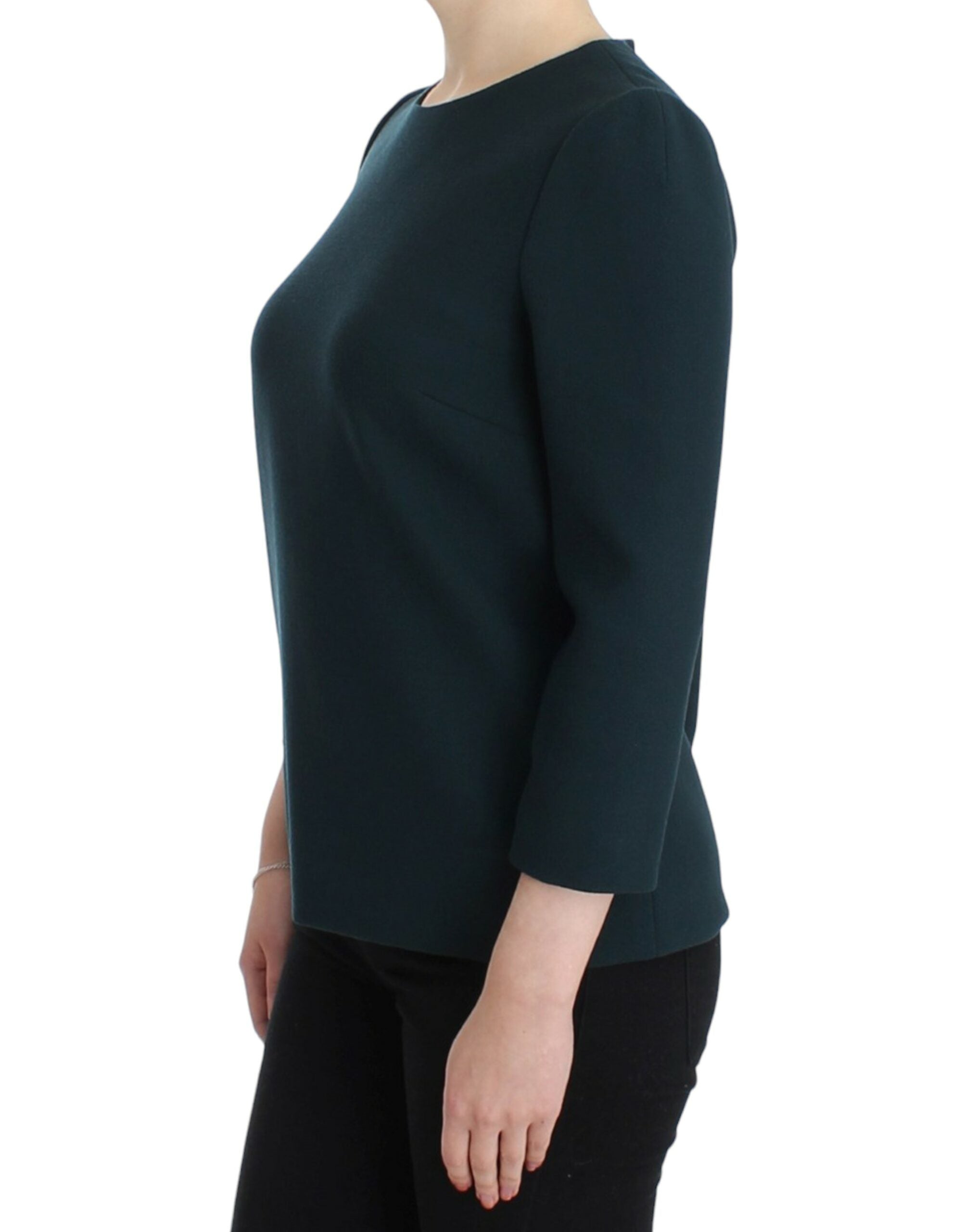 Enchanted Sicily Green Wool Silk Blend Blouse - ventzia