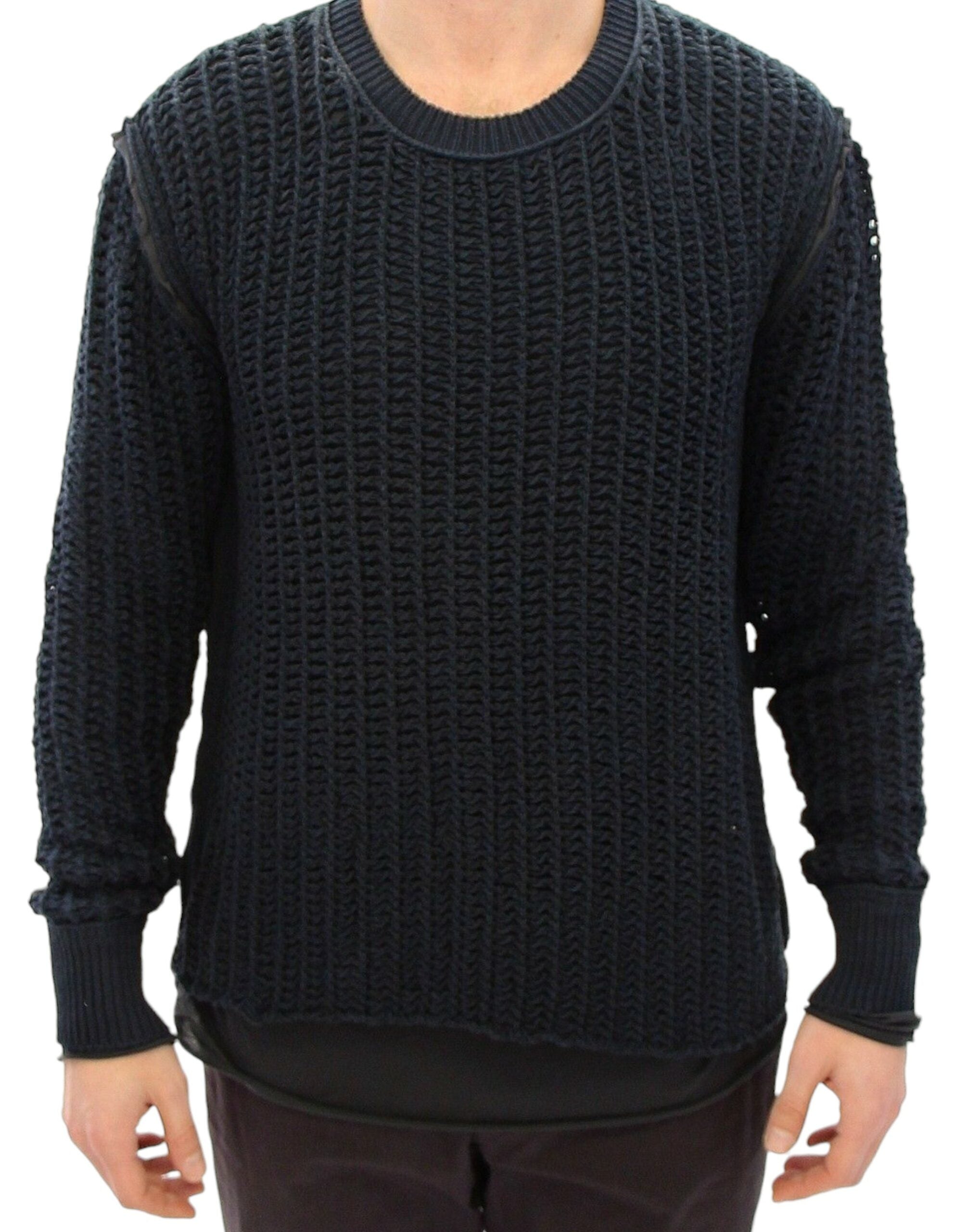 Elegant Blue and Black Layered Sweater - ventzia