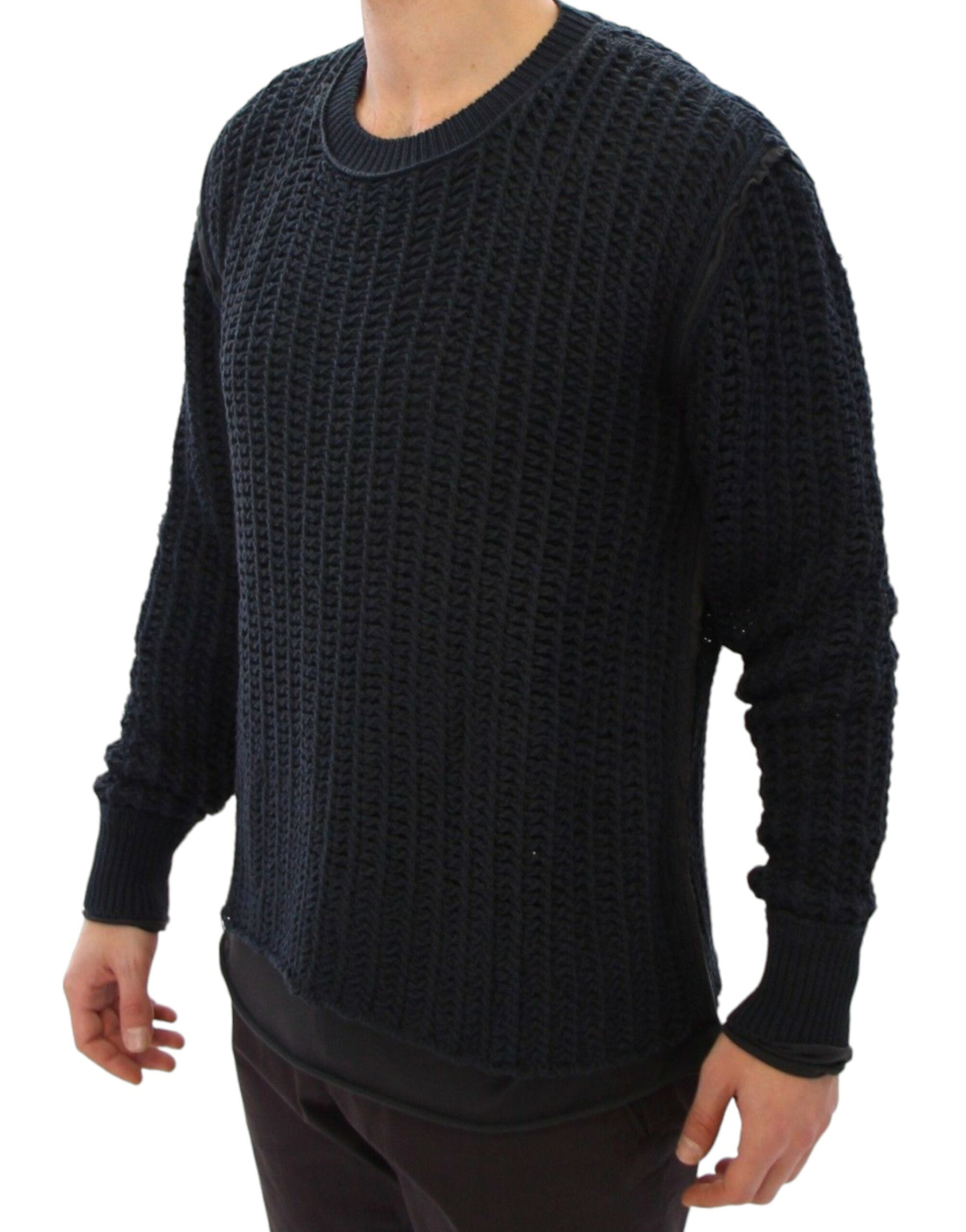 Elegant Blue and Black Layered Sweater - ventzia