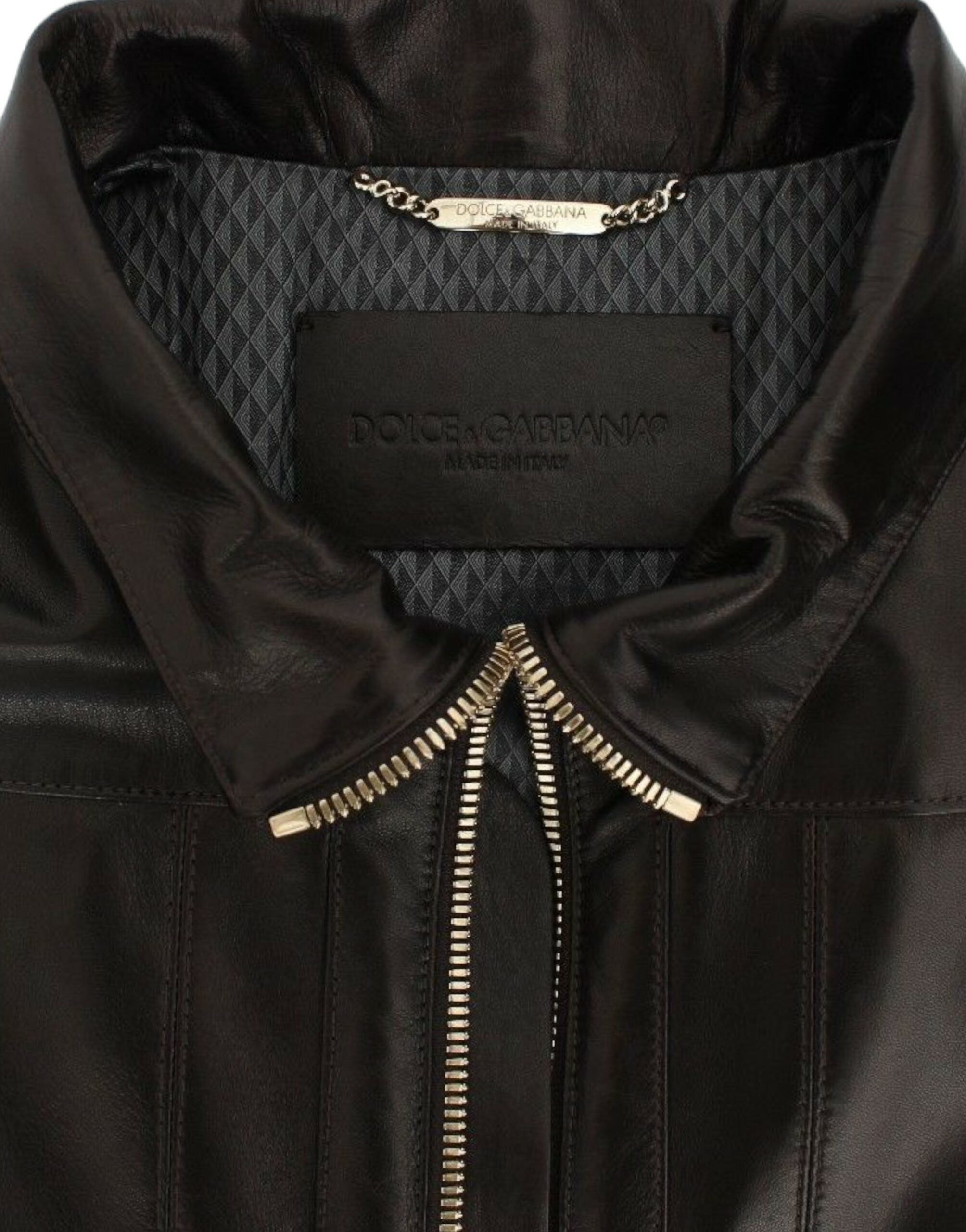 Elegant Brown Gold-Detailed Leather Jacket - ventzia