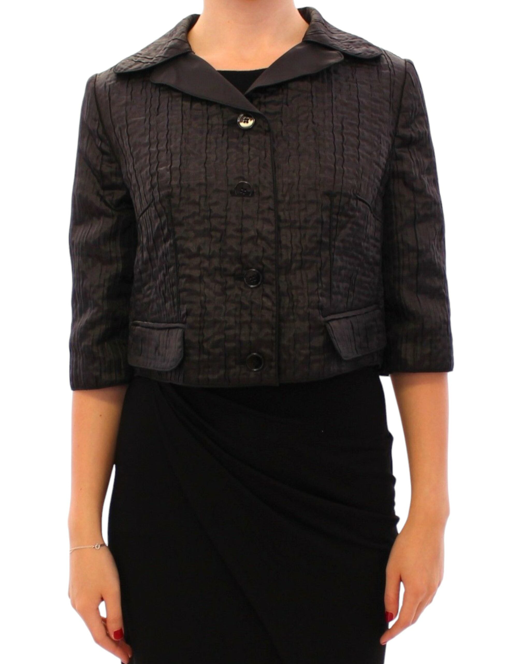 Elegant Black Bolero Shrug Jacket - ventzia