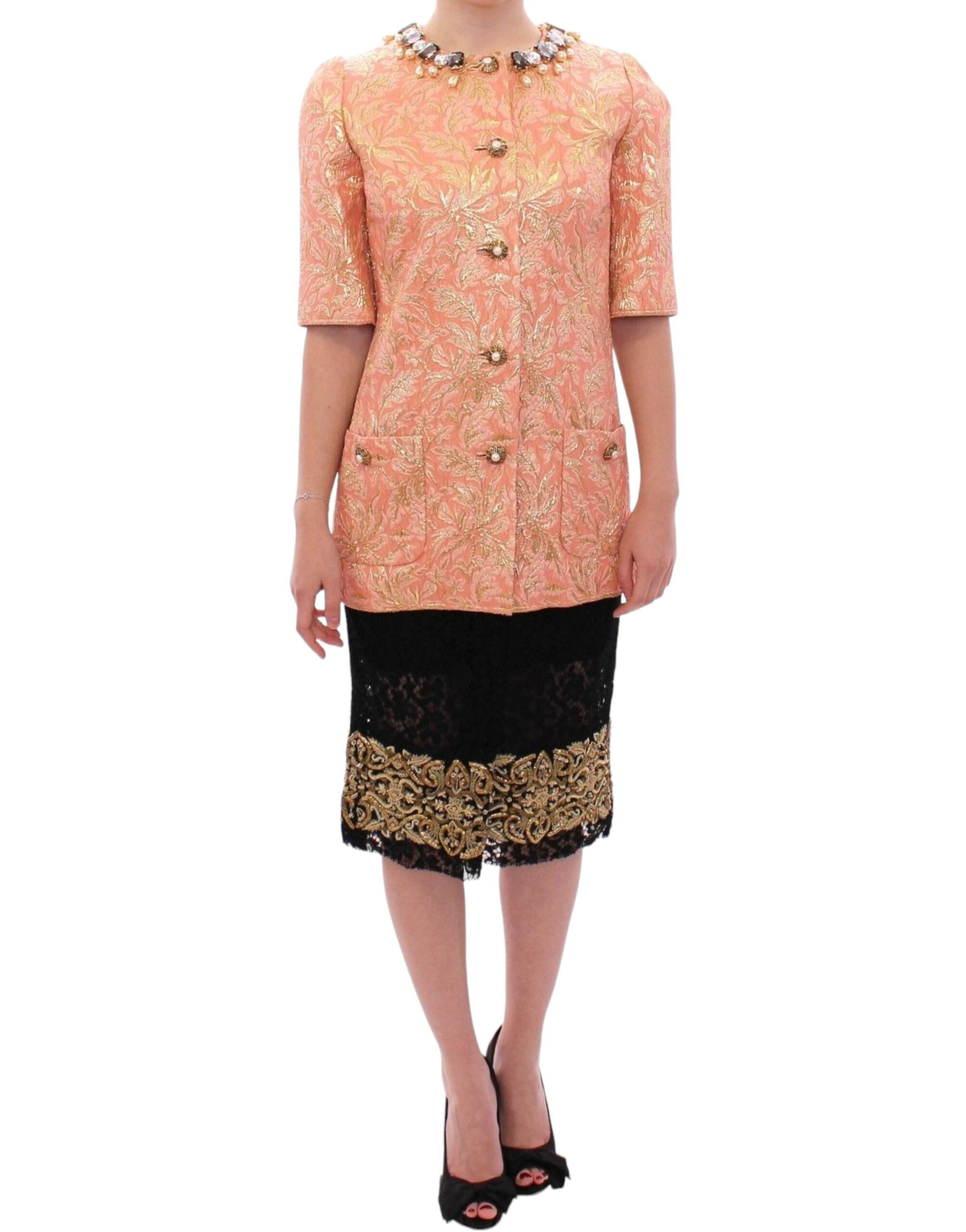 Exclusive Crystal Brocade Coat Jacket - ventzia